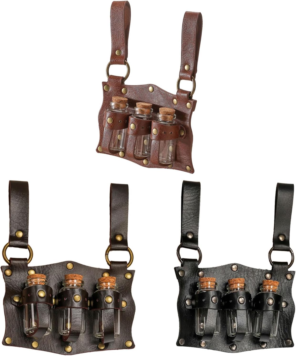 Medieval Witch Potion Belt Pouches Handmade Faux Leather