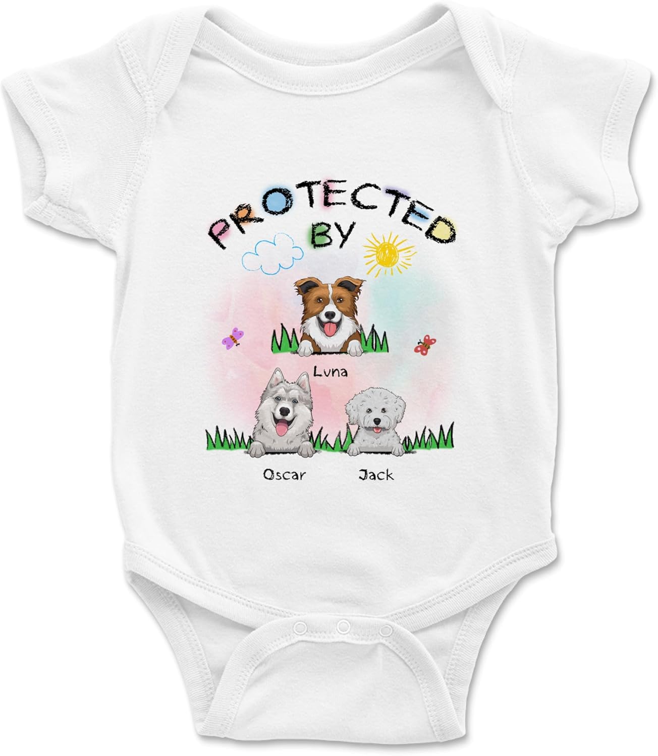 Gossby Personalized Onesie Bodysuit with Dog Design for Baby