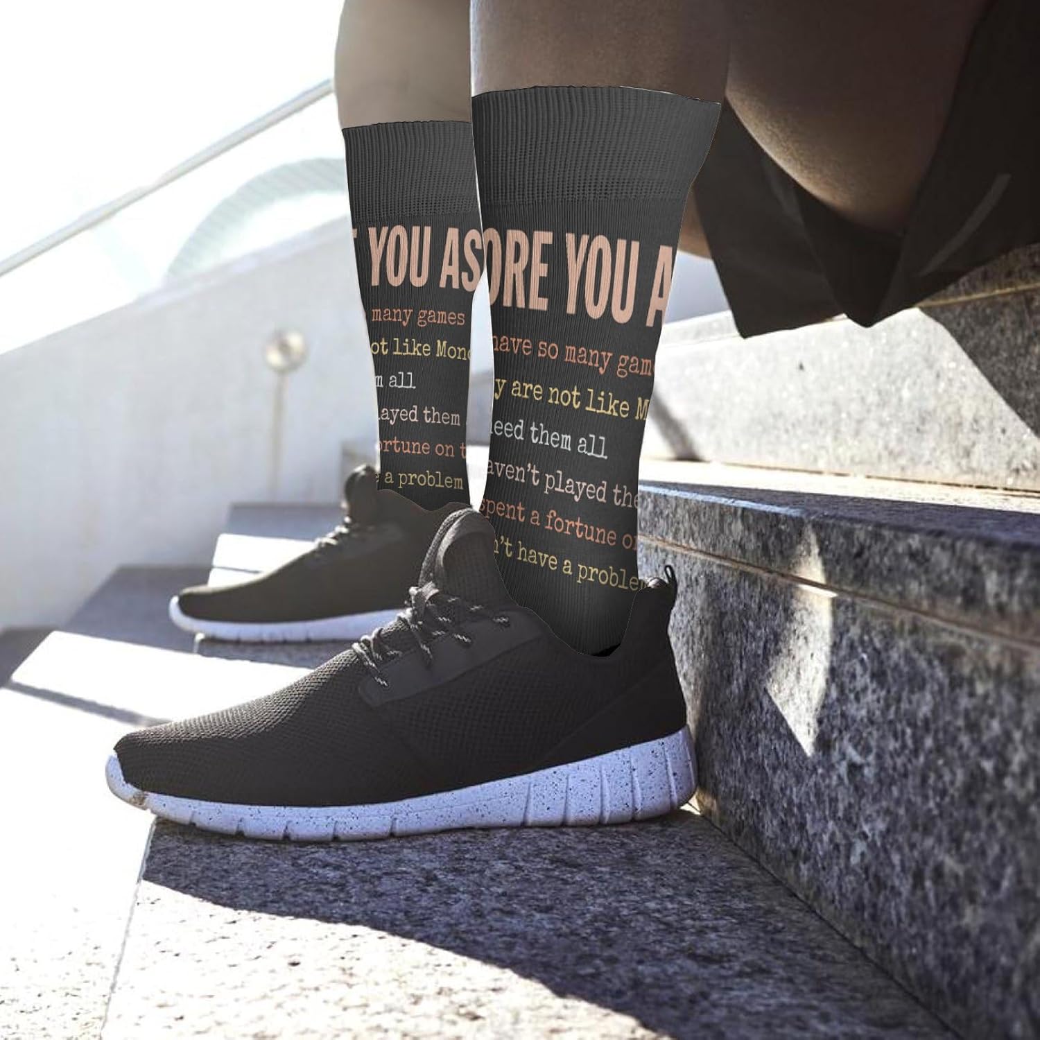 Cute Boys Knee High Crew Socks with Funny Game Design