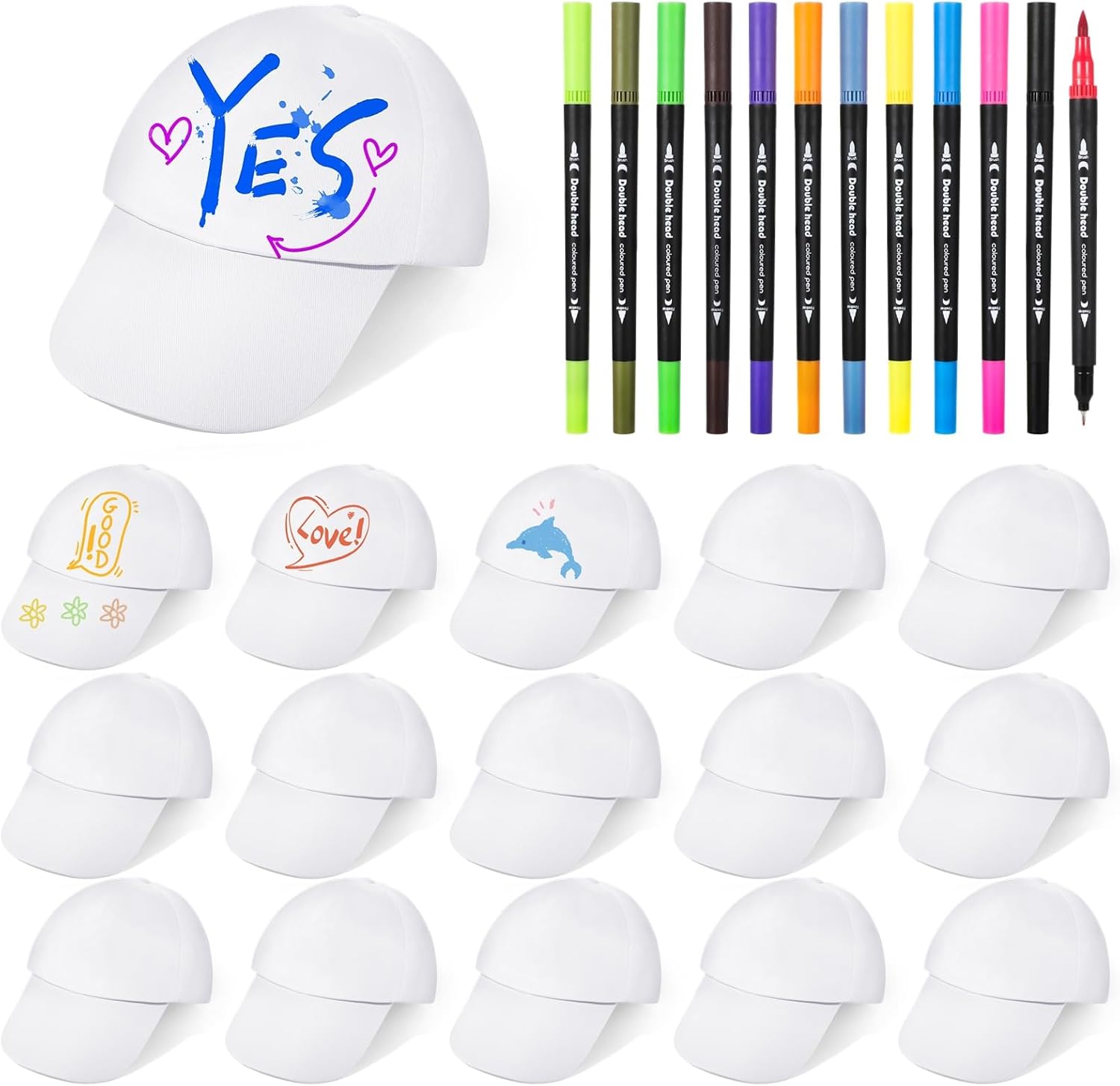 DIY Hats Set with 12 Pens for Kids Creative Halloween Art