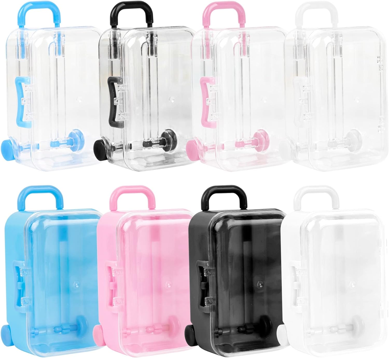 Framendino 8 Pack Plastic Mini Suitcase Jewelry Boxes