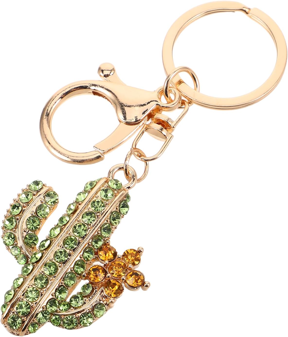LOGOFUN 4PCS Sparkling Rhinestone Cactus Keychain