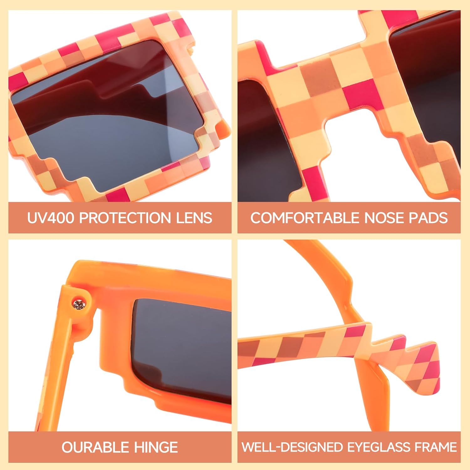 16 Pack Pixel Sunglasses for Birthday Parties and Gaming Events