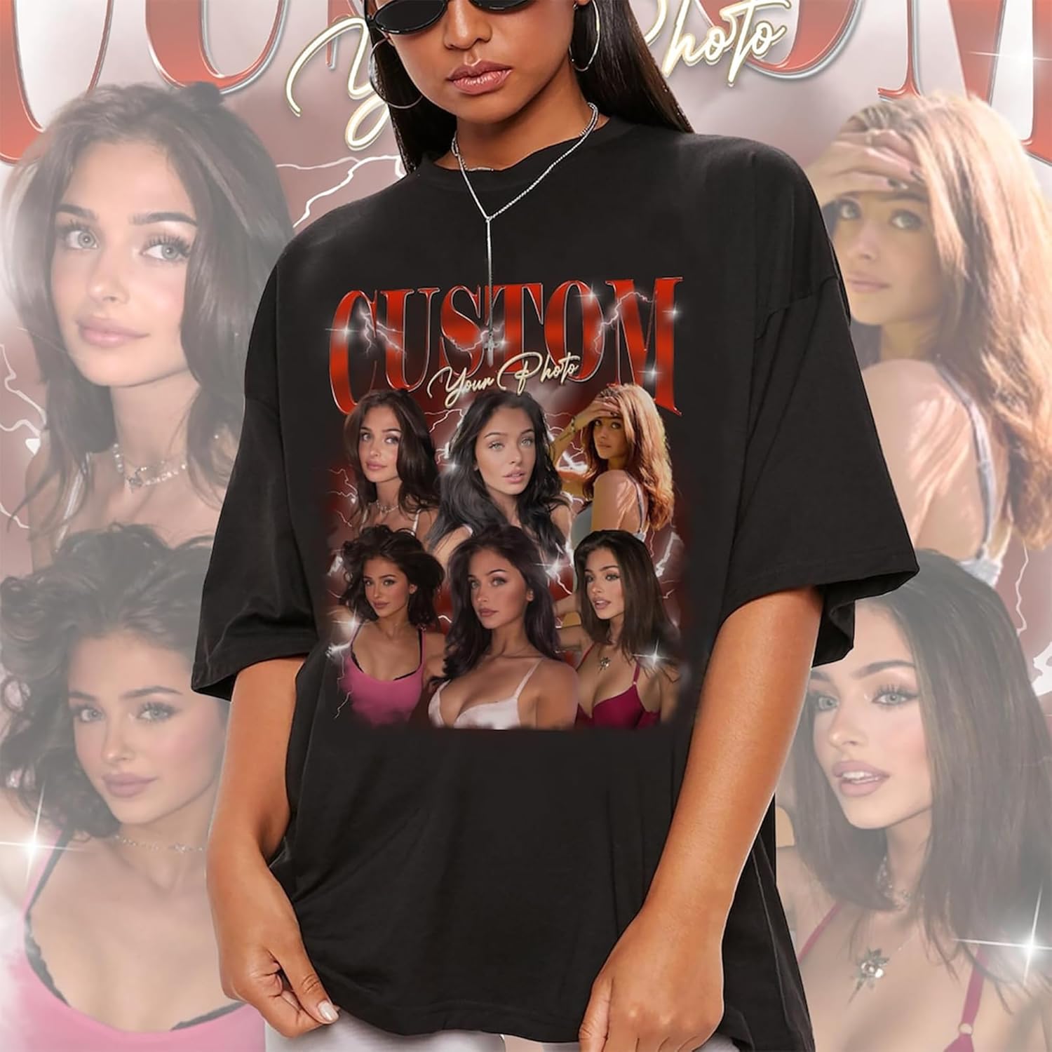 NAZENTI Custom Bootleg Rap Tee Photo T-Shirt Retro Design Valentine Gift