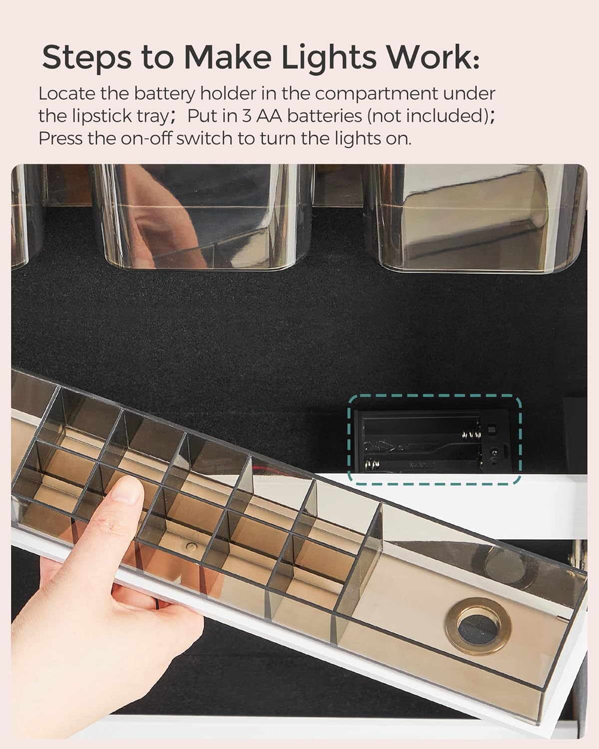 SONGMICS Jewelry Armoire with Lighted Mirror and 2 Drawers