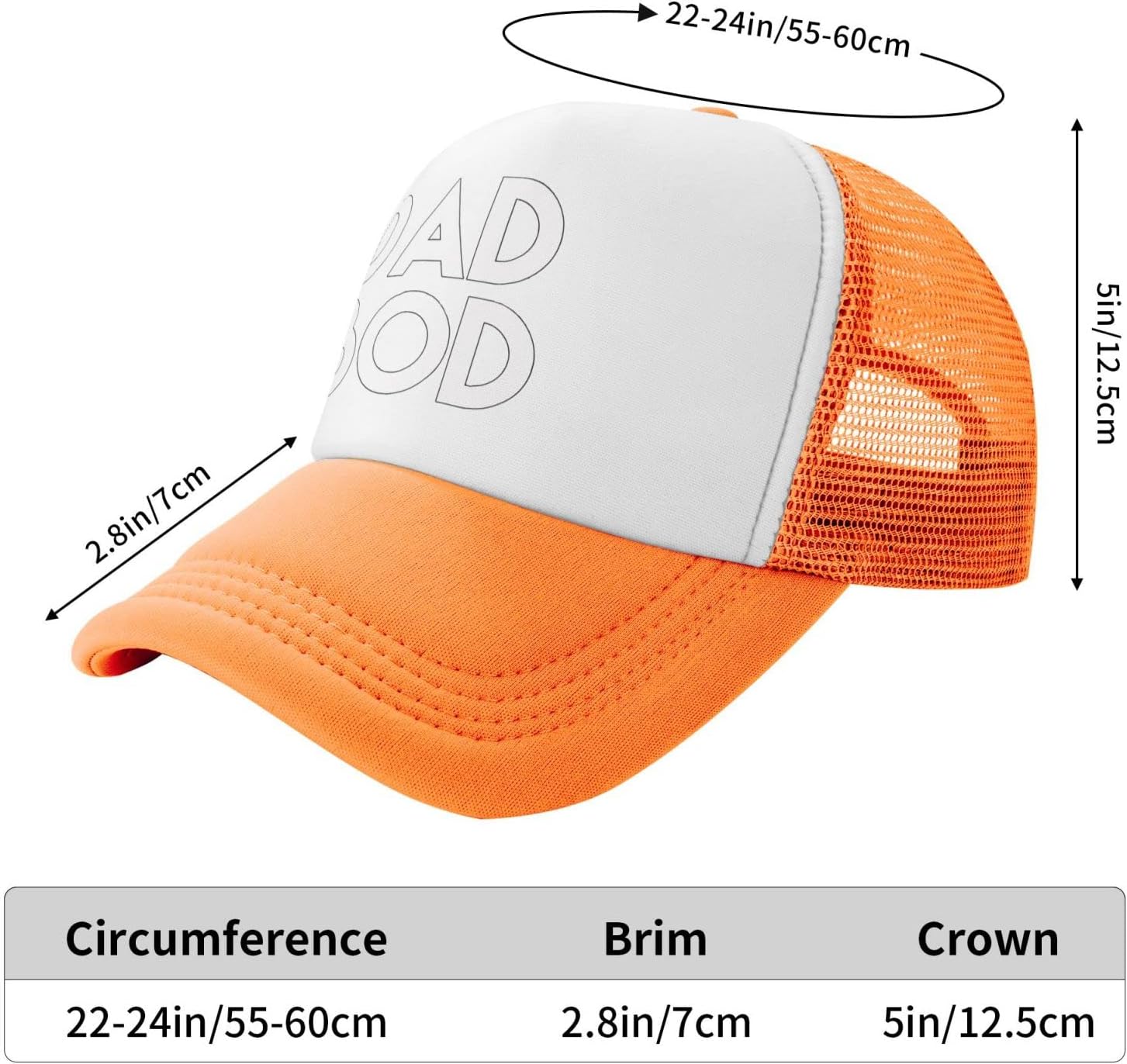 YGXZ Orange Baseball Cap Adjustable Fitted Hat for Men Women