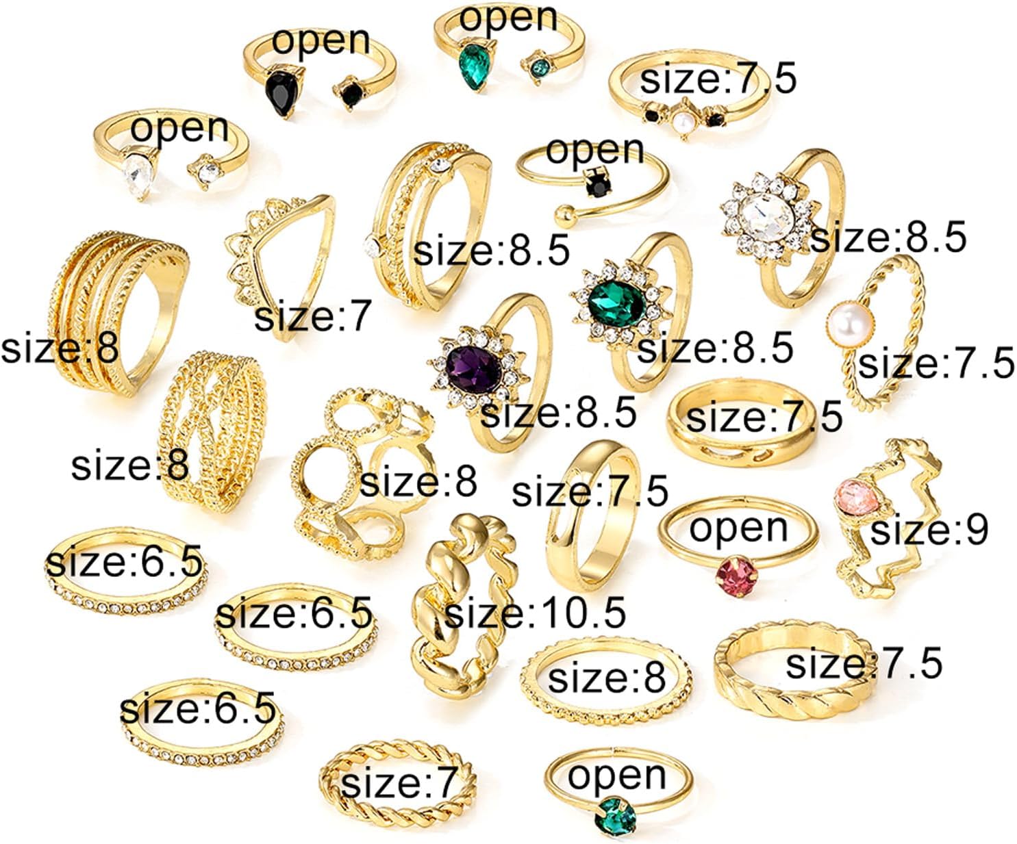 Gold Boho Sparkle Knuckle Rings Set For Women