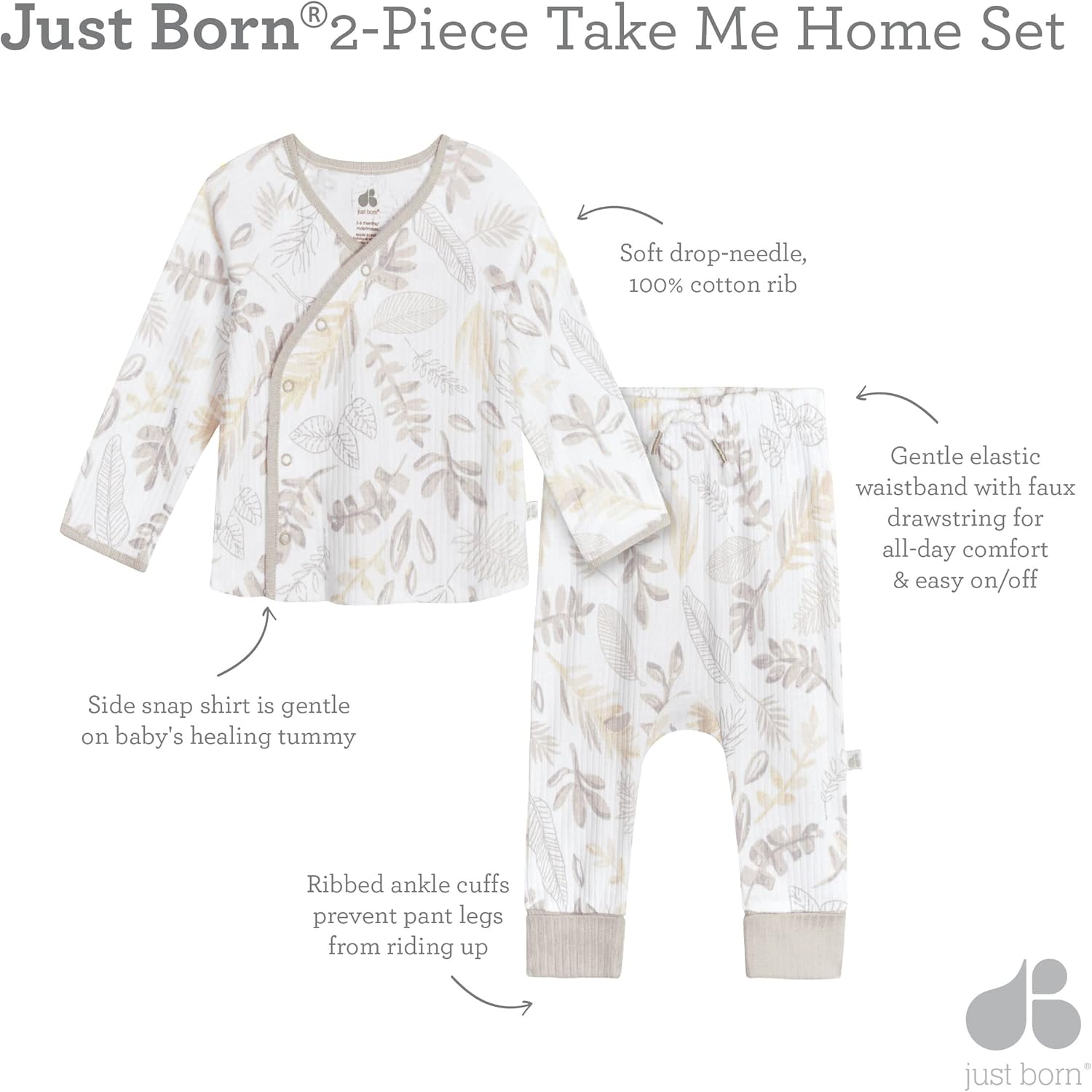 Just Born Baby Boys Take Me Home Romper Set