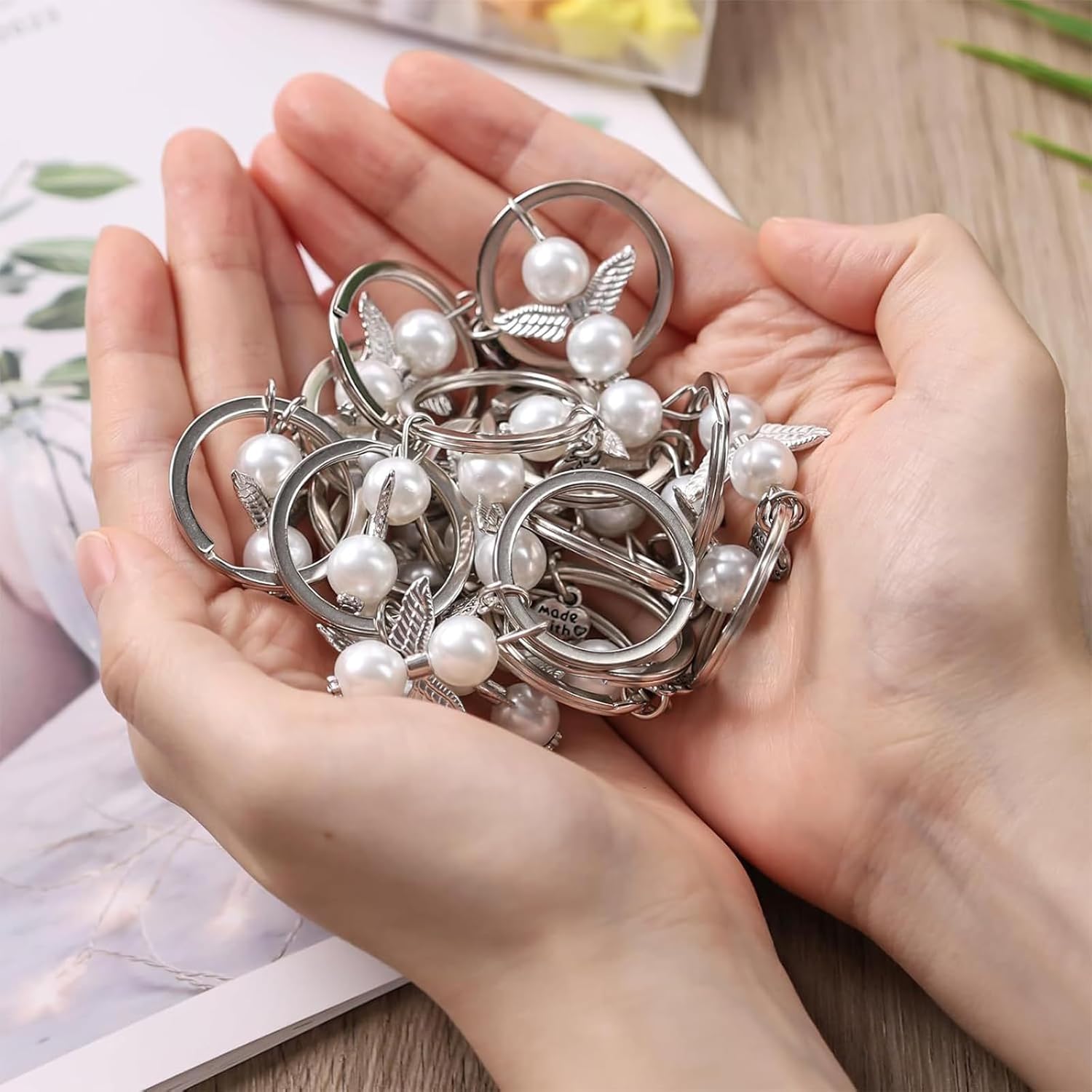 Pack Of 60 Stylish Angel Keychain Charms With Organized Pouches