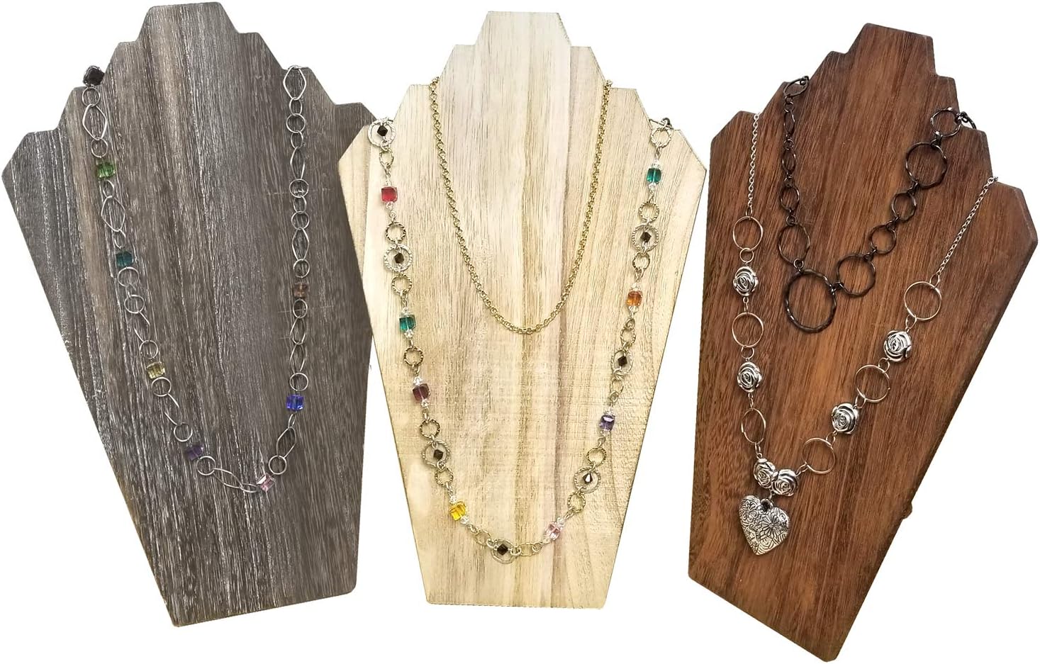 Ikee Design 2 Pcs Lightweight Wooden Necklace Display