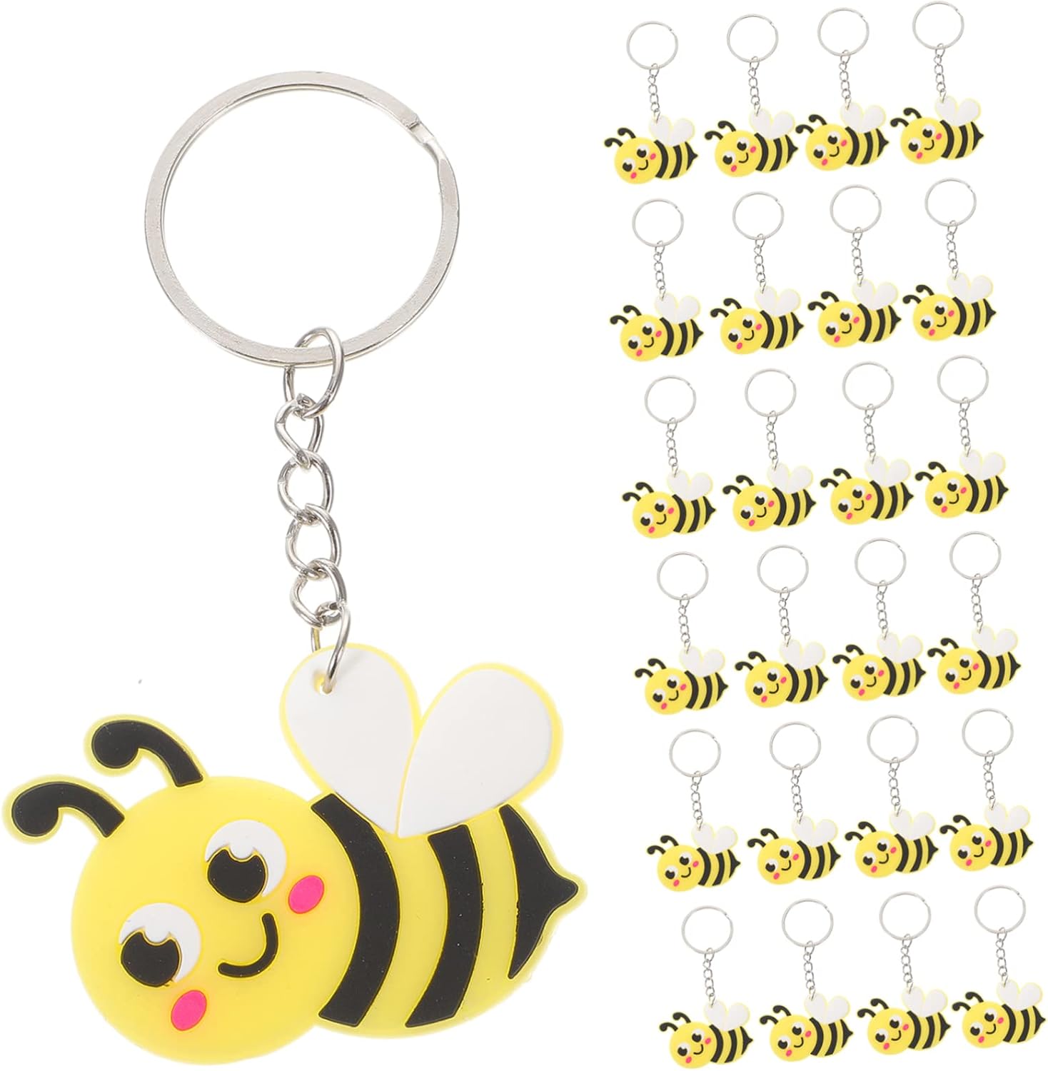 24 Pcs Cute Bee Keychains for Bags and Decor