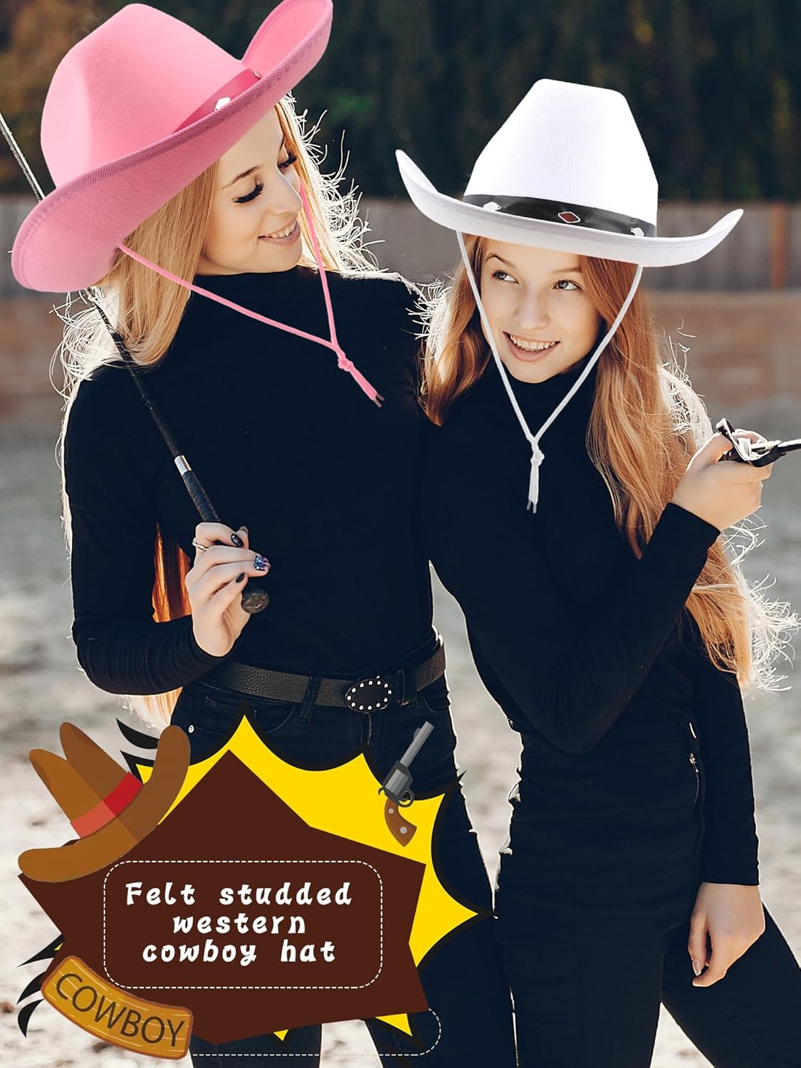 4 Pack Studded Cowboy Hats for Adult Cowgirl Cowboy Style