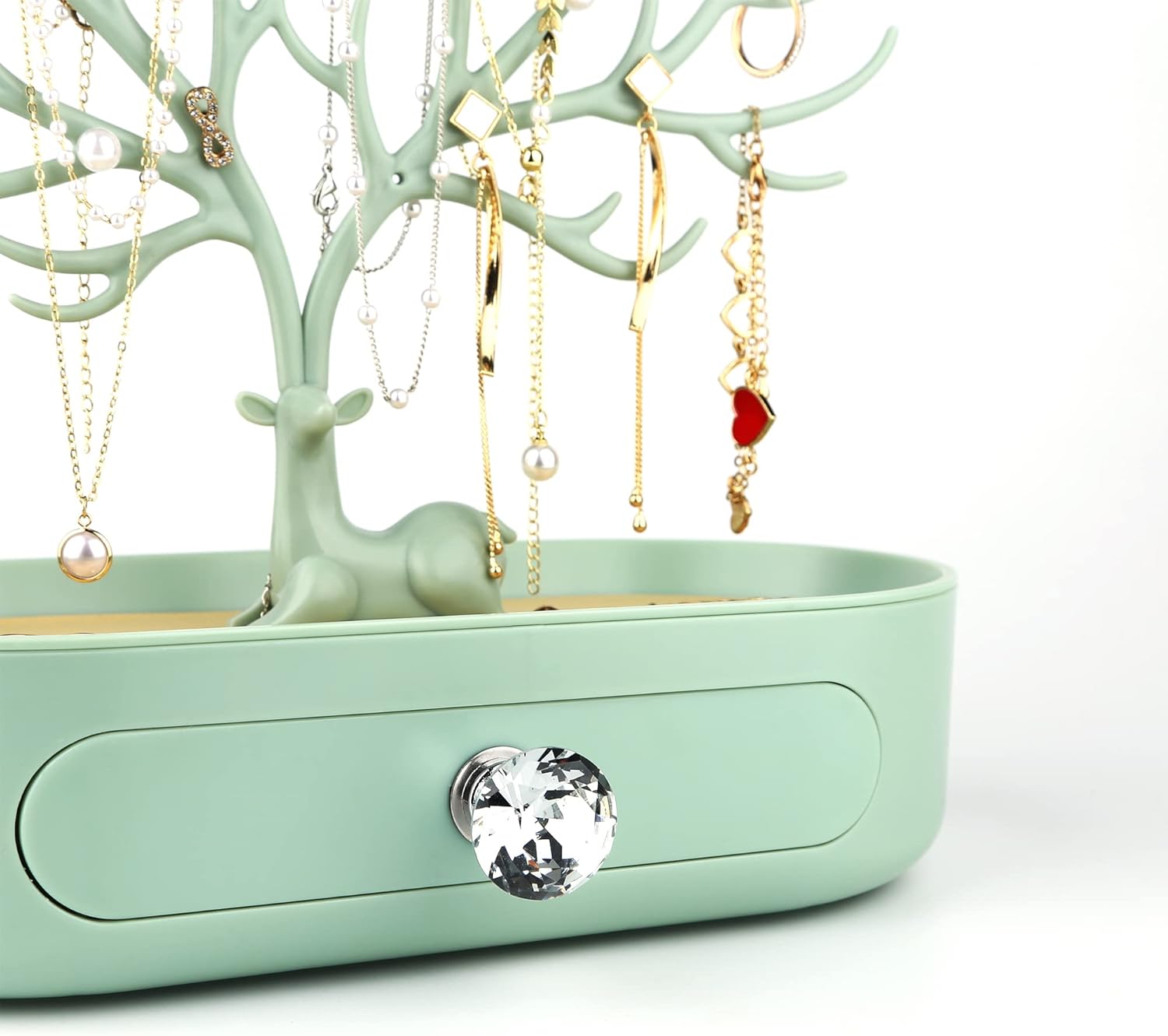 MORELESS Antlers Jewelry Display Stand with Drawer and Crystal Handle