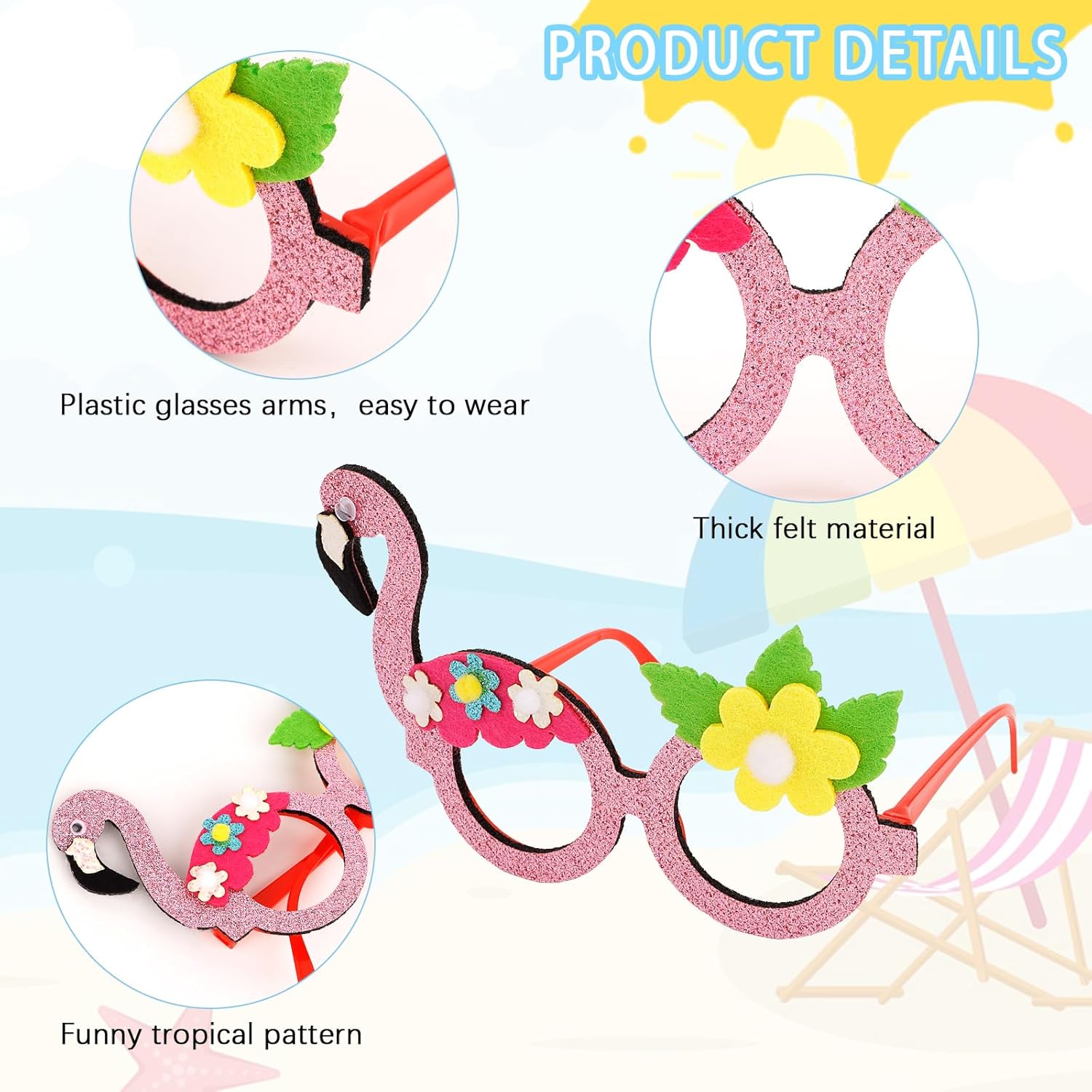 WHAVEL Luau Party Decor Sunglasses 8 Pack