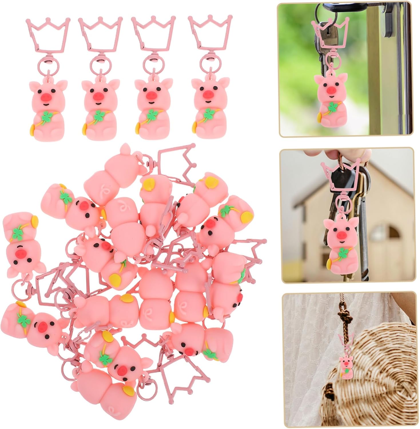 Mobestech 20pcs Cute Pig Keychains for St Patricks Day Party Favors