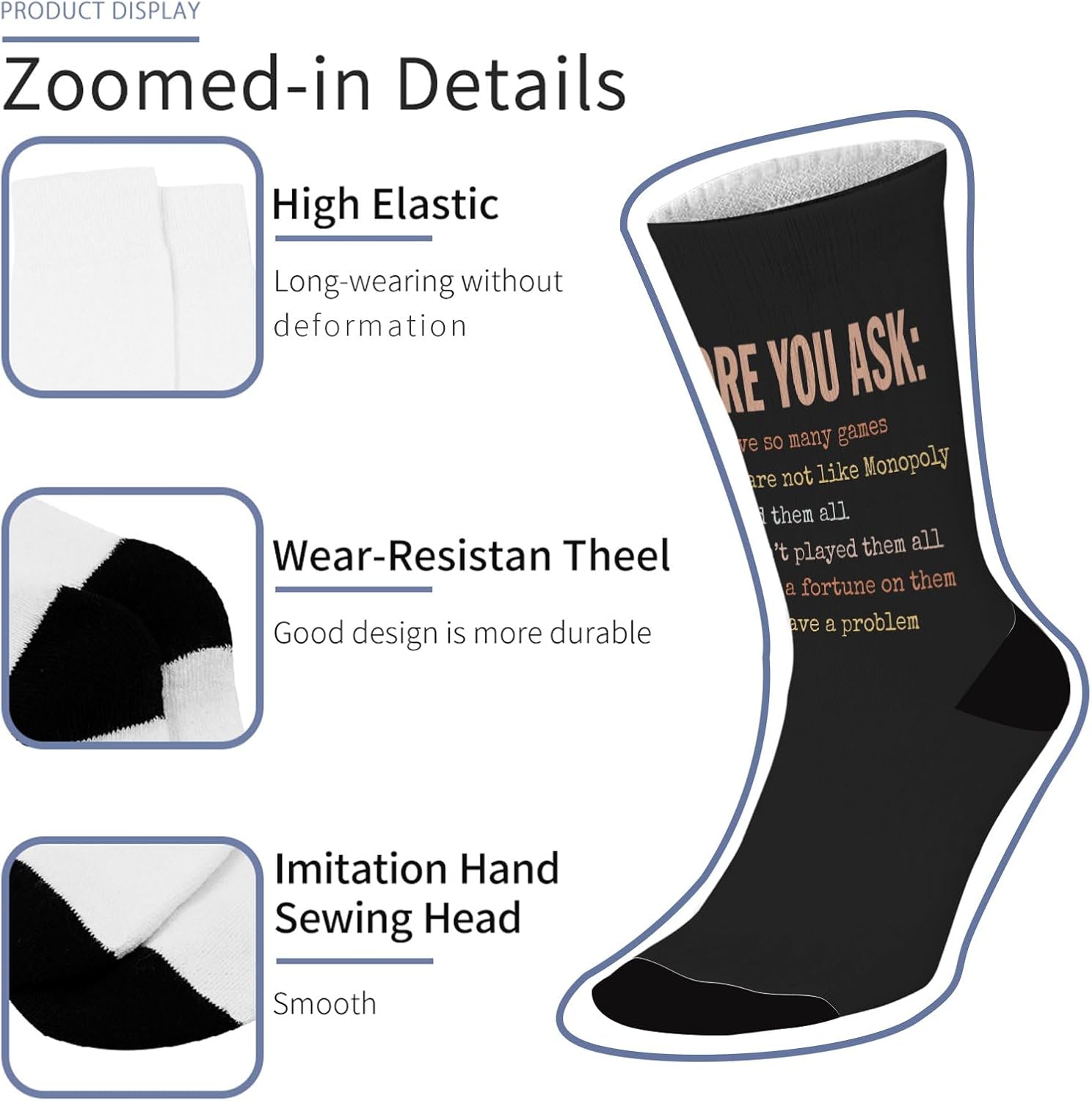 Cute Boys Knee High Crew Socks with Funny Game Design
