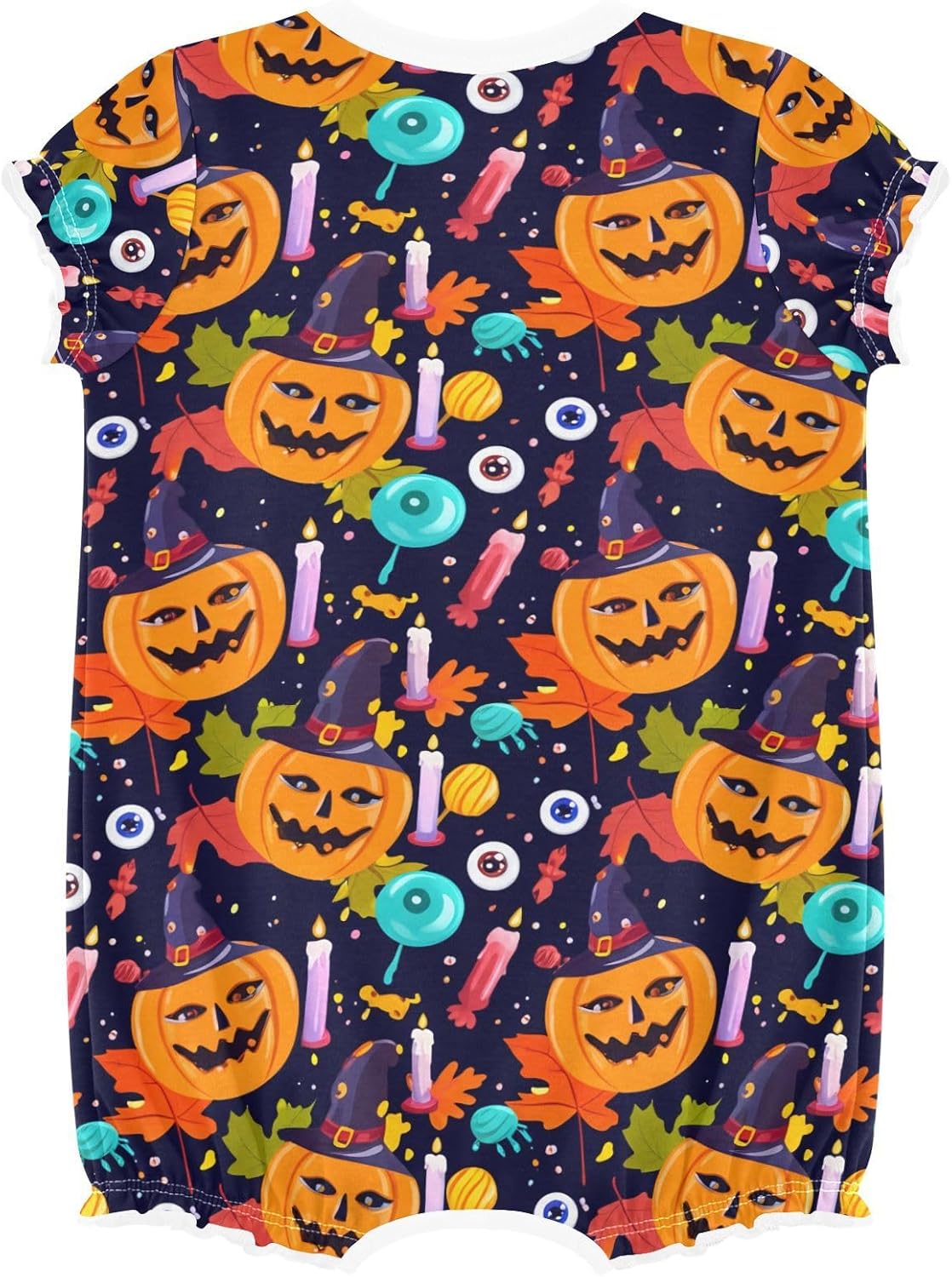 Emelivor Halloween Pumpkin Candle Bodysuits for Baby Girls 3M-24M