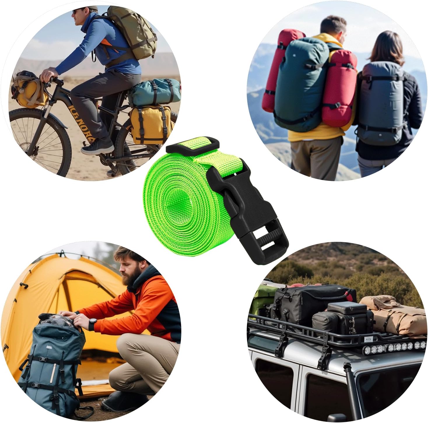 XTACER 1 Inch MOLLE Luggage Strap with Buckle