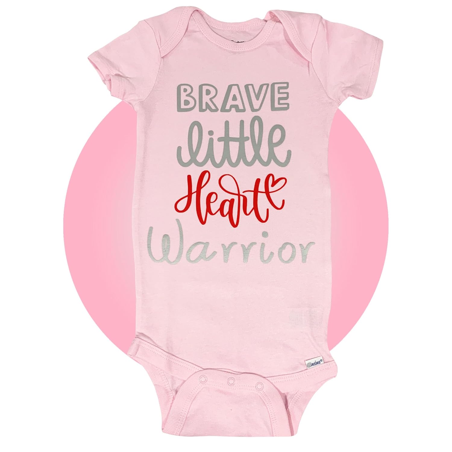 Personalized Heart Warrior Baby CHD Onesies - Pink - Unisex 100 Cotton