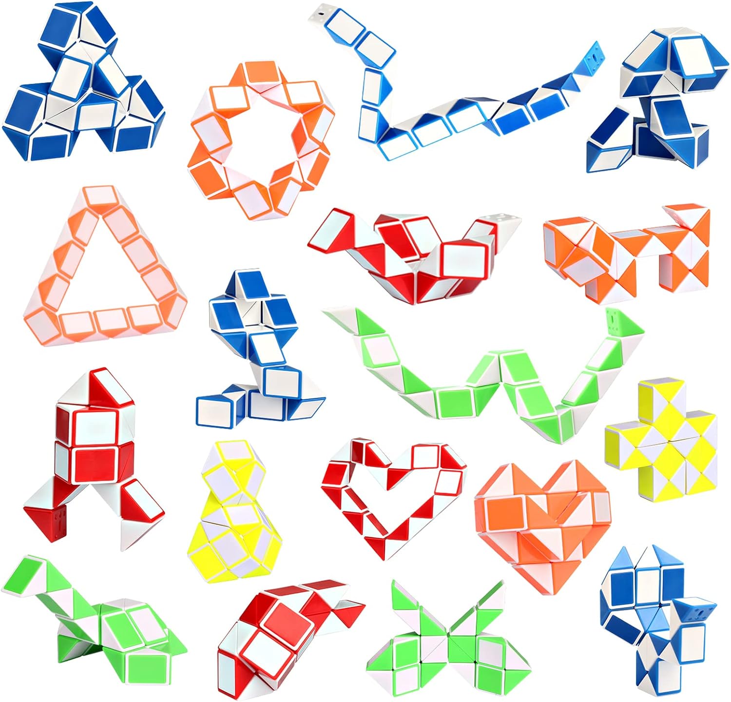 Ganowo 18 Pack Fidget Snake Cube Puzzle Toys for Kids Teens