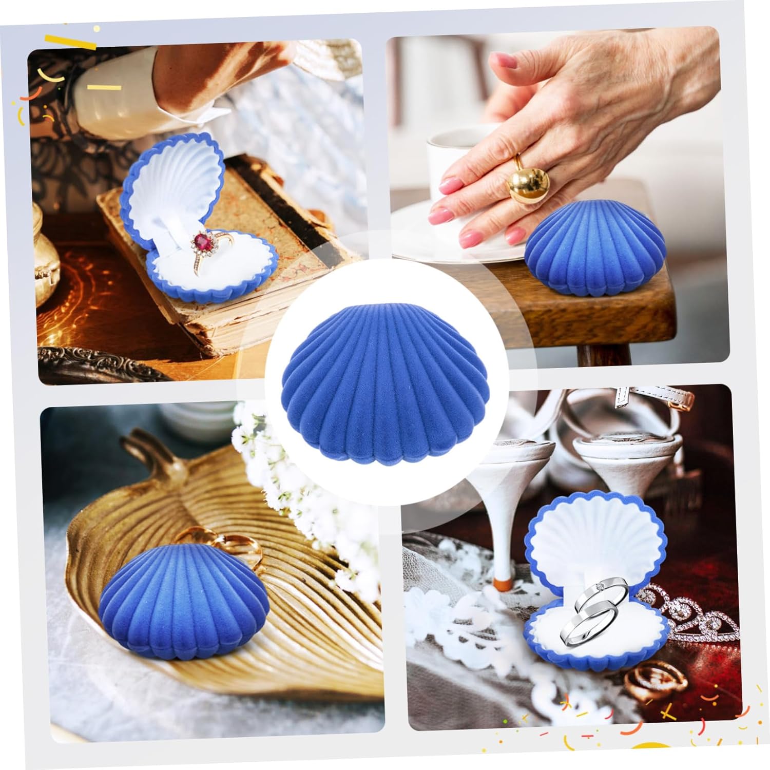 TENDYCOCO 2pcs Shell Jewelry Box Earring Organizer Case