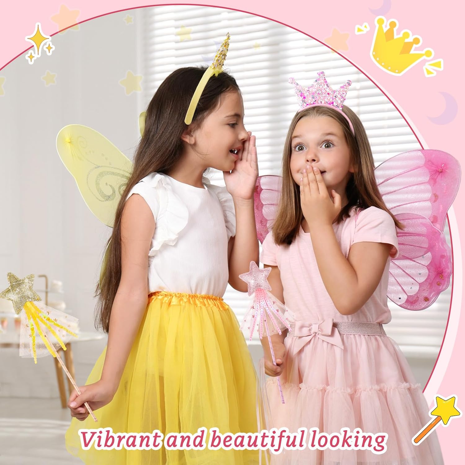 24 Pcs Princess Wands and Crown Headbands for Girls Birthday Party Gifts