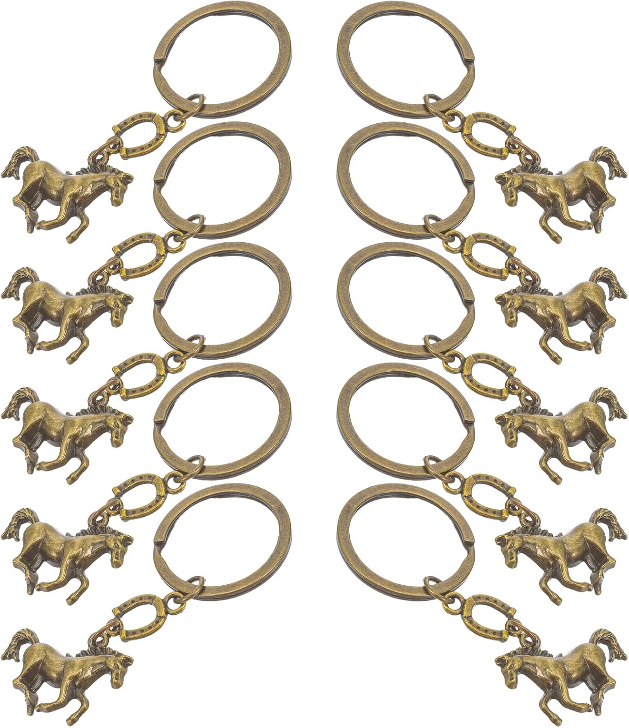 TIKTOLA 20pcs Horse Year Keychain Metal Keyring with Horseshoe Design