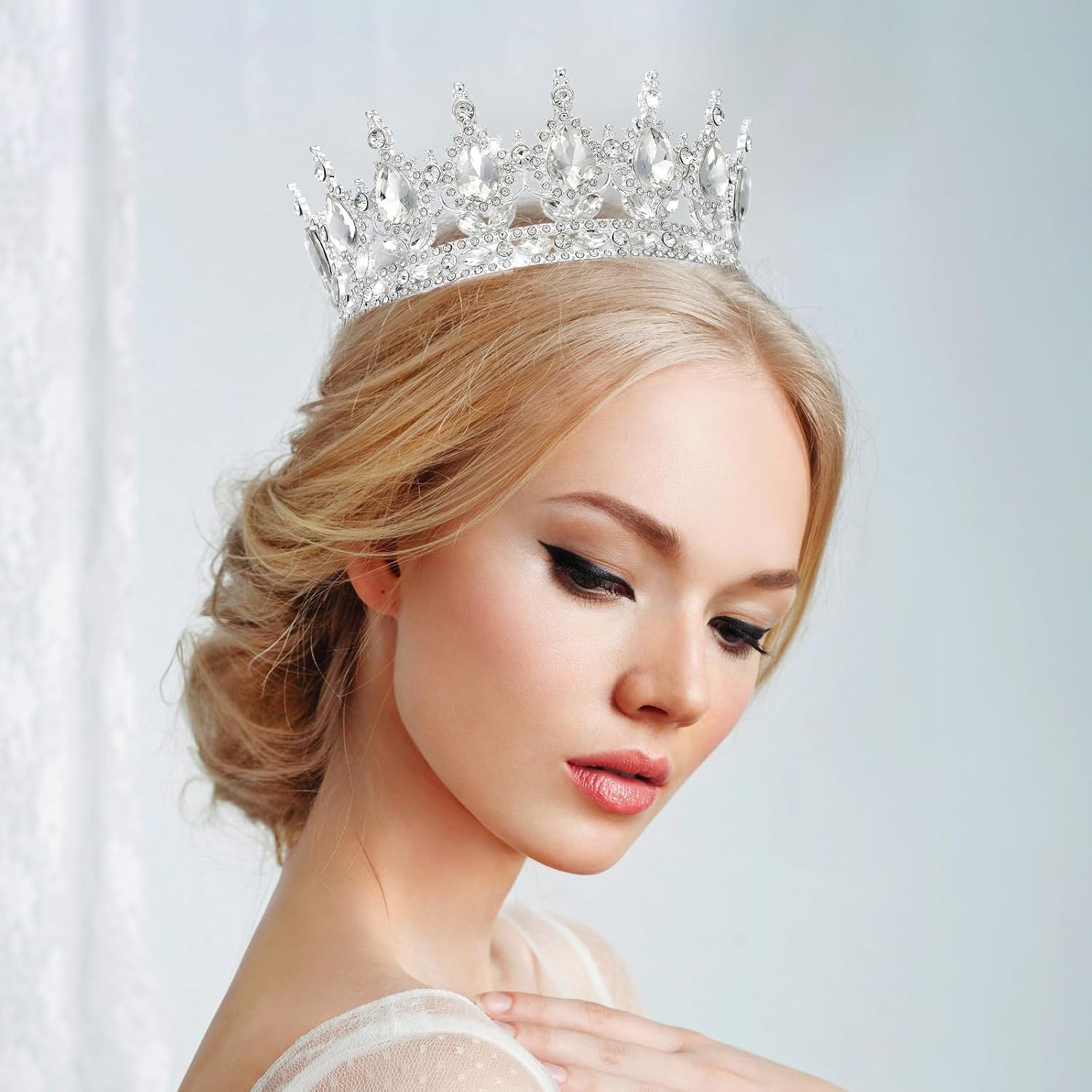 Queen Crown Rhinestone Wedding Headpiece for Women