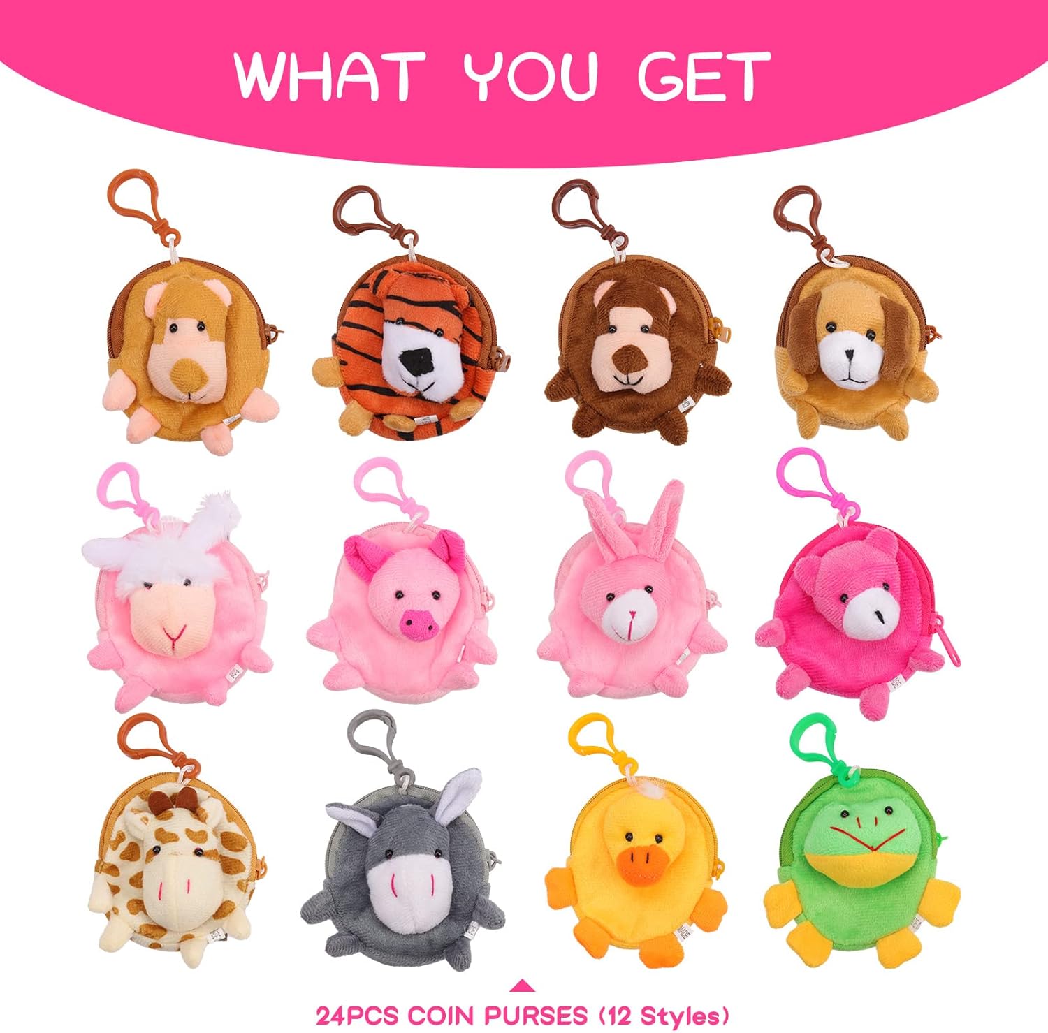 Mini Animals Stuffed Coin Bag Keychain Wallet for Kids