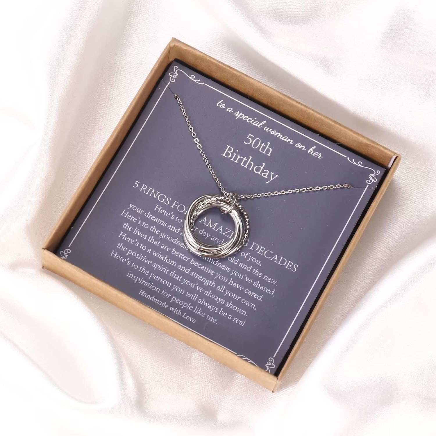 60th Birthday Necklace for Women Sterling Silver Chain Circles