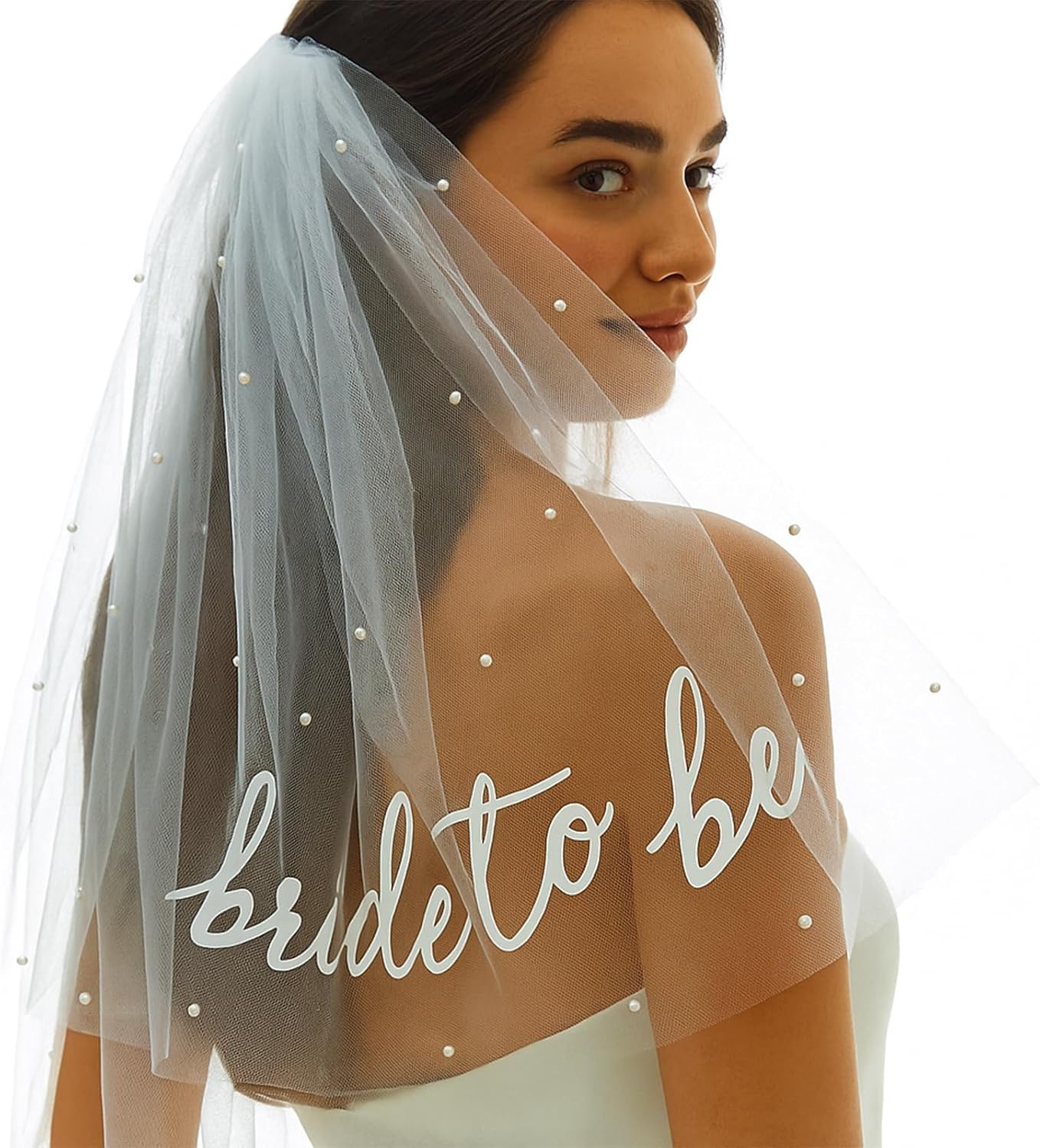 Bride to Be Sash Veil with Pearls