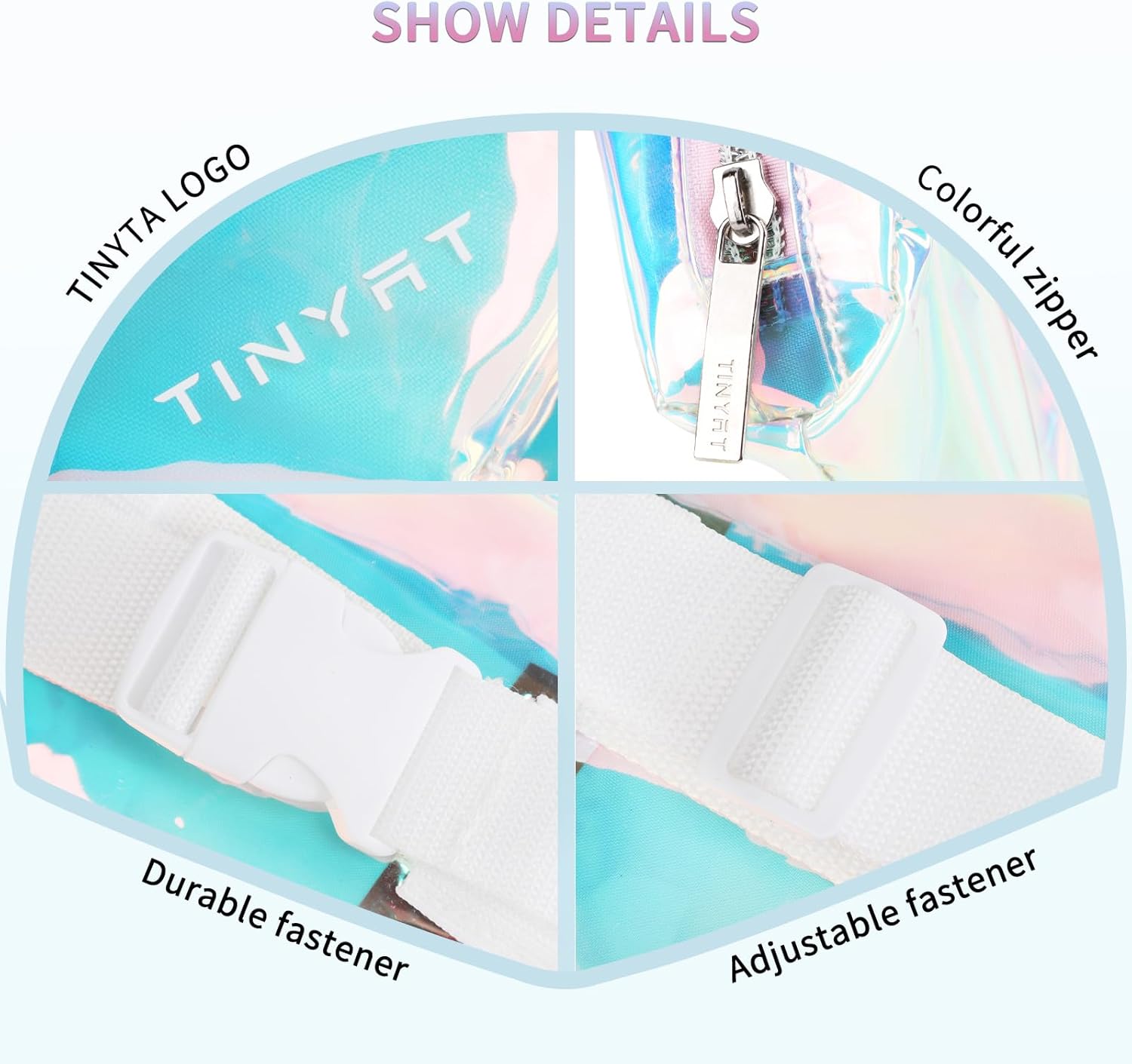 TINYAT Holographic Seashell Fanny Pack for Women