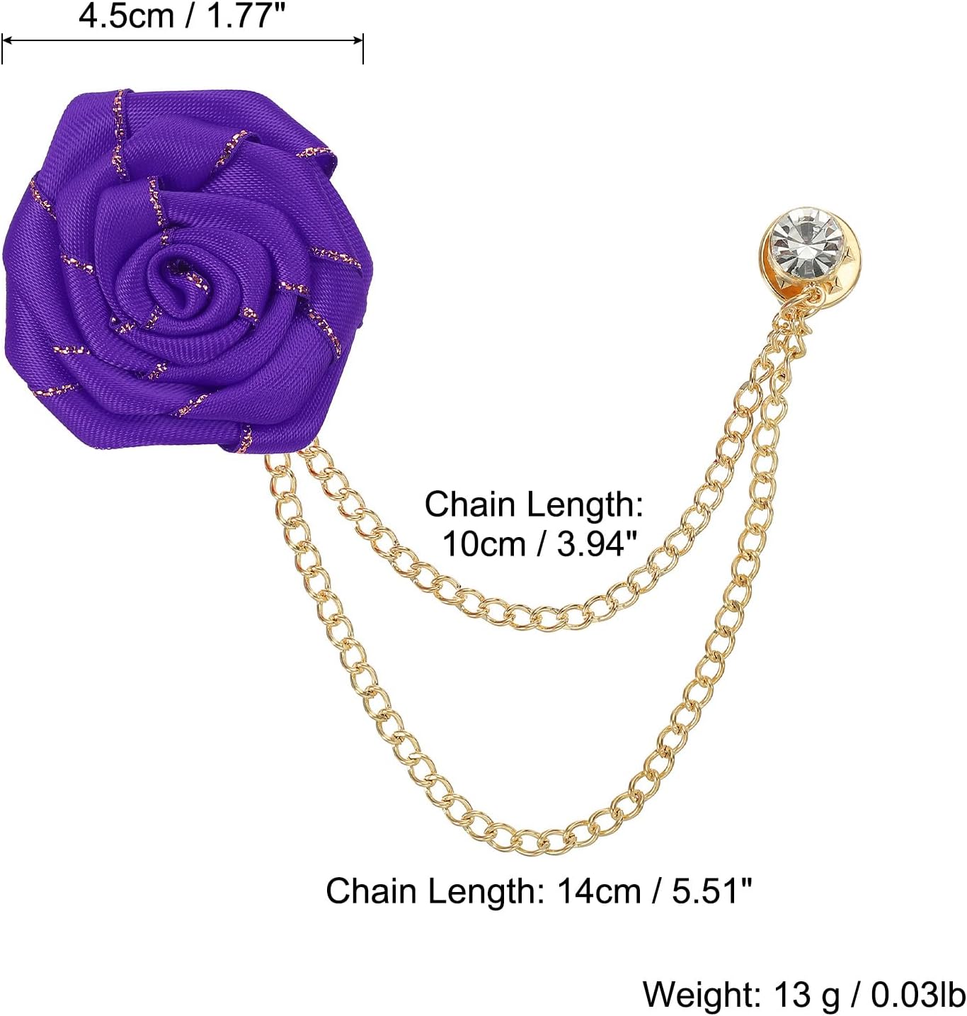 MECCANIXITY Fabric Rose Brooch Lapel Pin with Tassel Chain