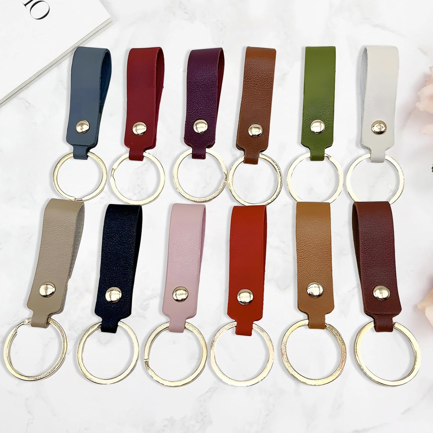 100 Piece Assorted Pu Leather Keychains Customizable Gift Set
