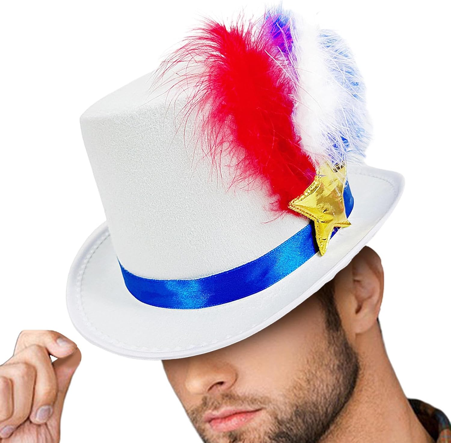 Independence Day Star Flag Feather Top Hat 984x748x512 Inches
