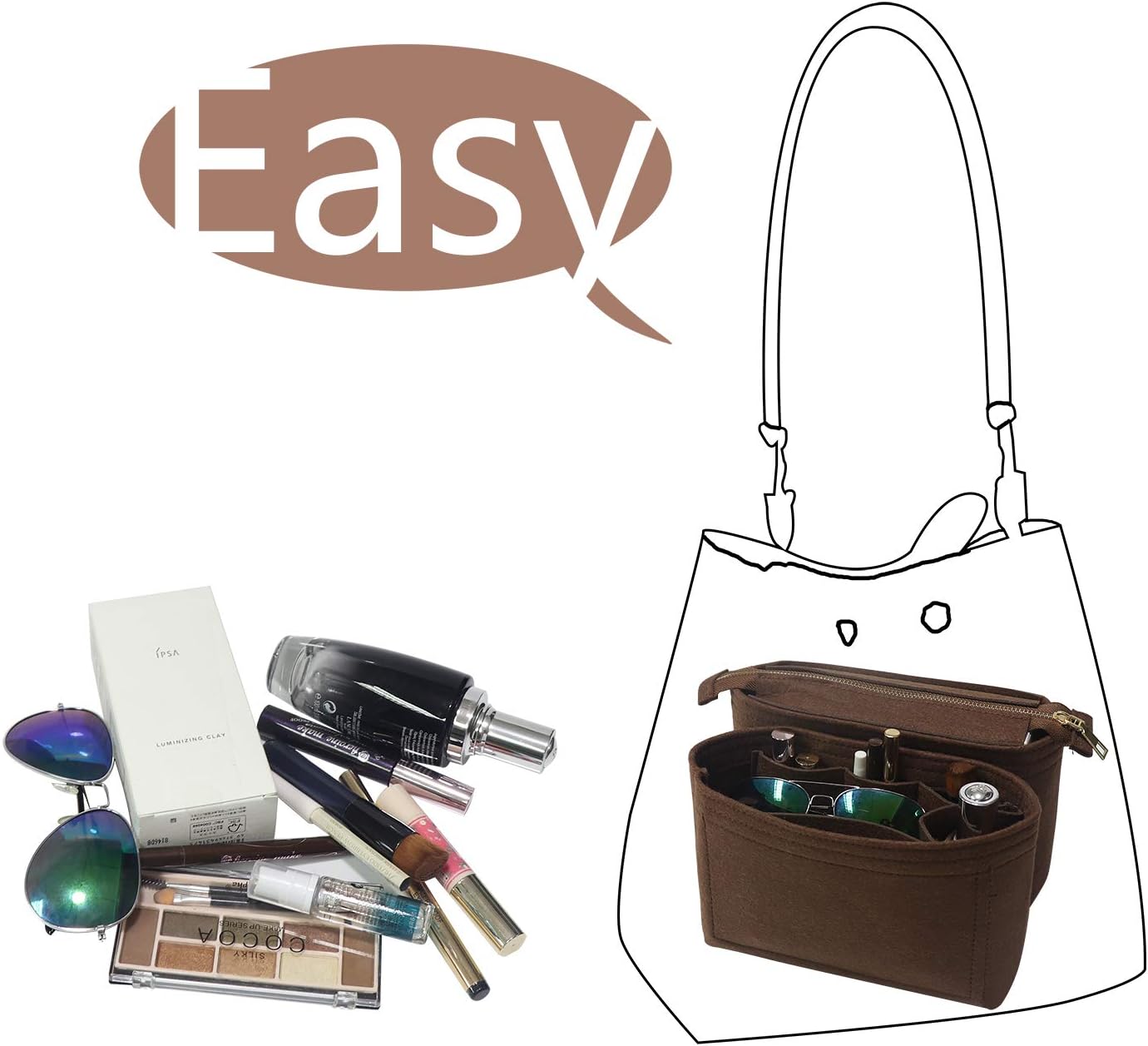 MISIXILE Bag Shaper Purse Insert Coffee