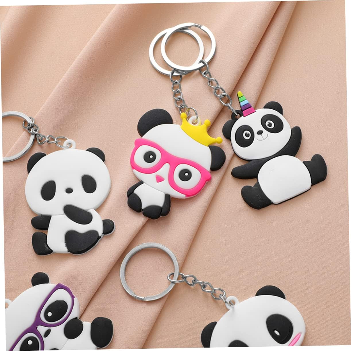 Amosfun 50pcs Cartoon Panda Keychains for Boys Girls Adults