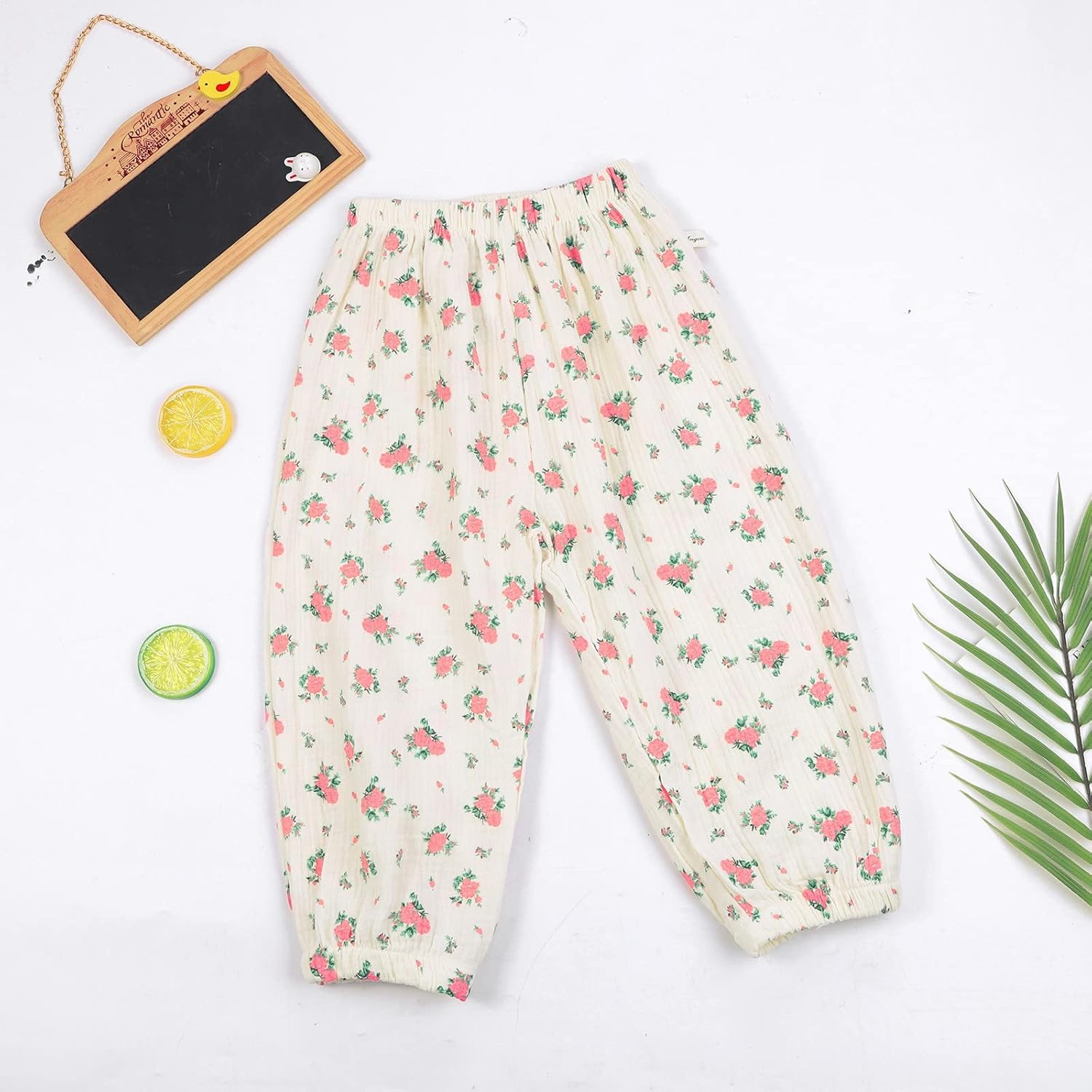 Toddler Baby Cute Cartoon Love Print Summer Comfortable Cotton Linen Trousers