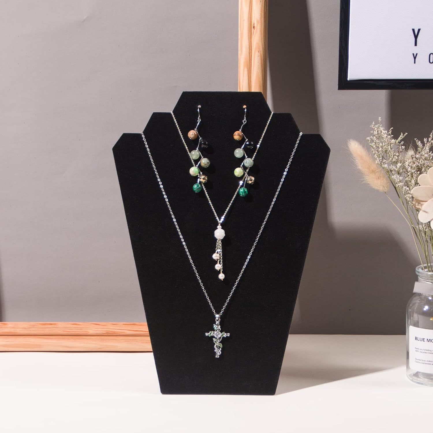 Coward 4Pcs Black Velvet Jewelry Display Stand