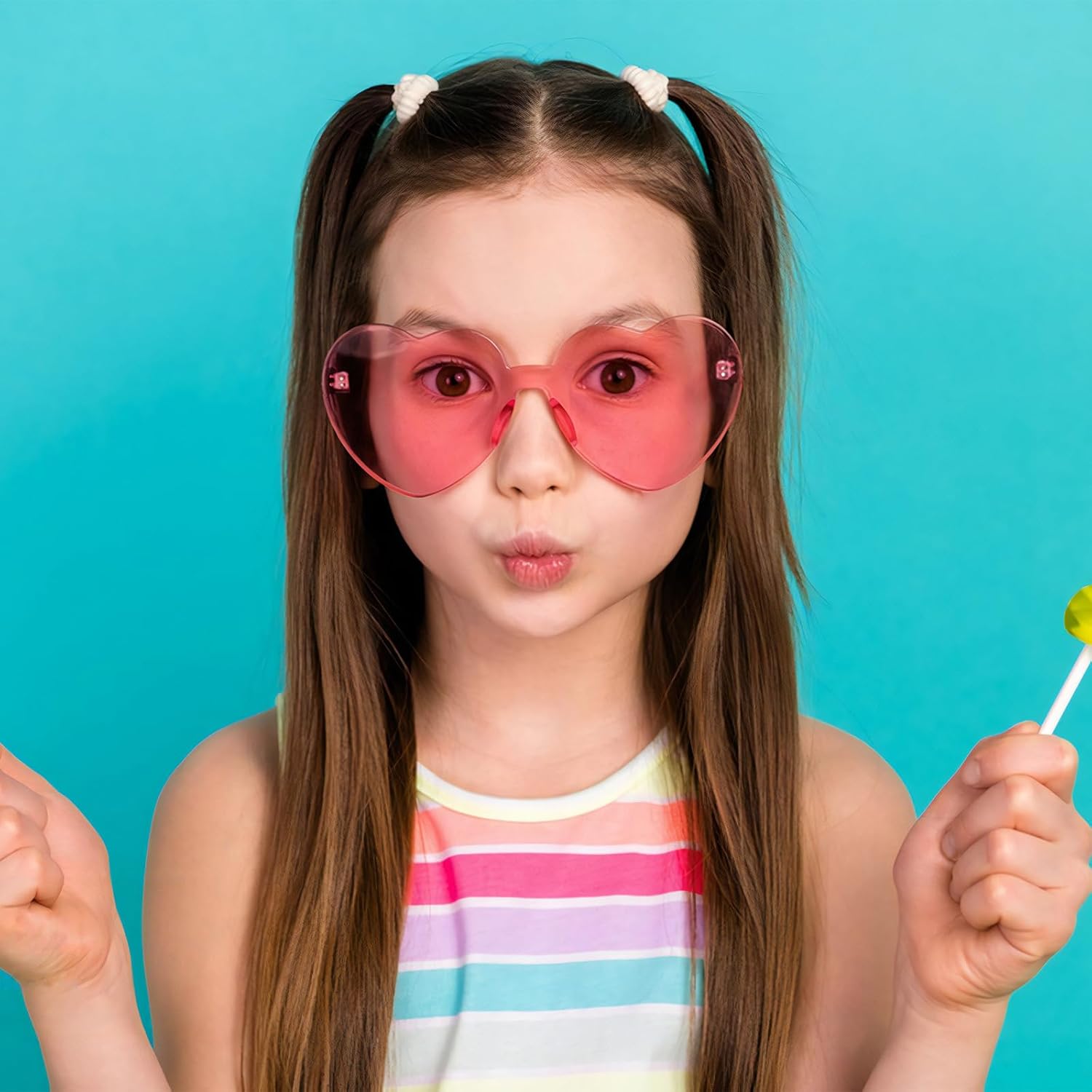 SUNOVELTIES 18 Heart Shape Rimless Kids Sunglasses