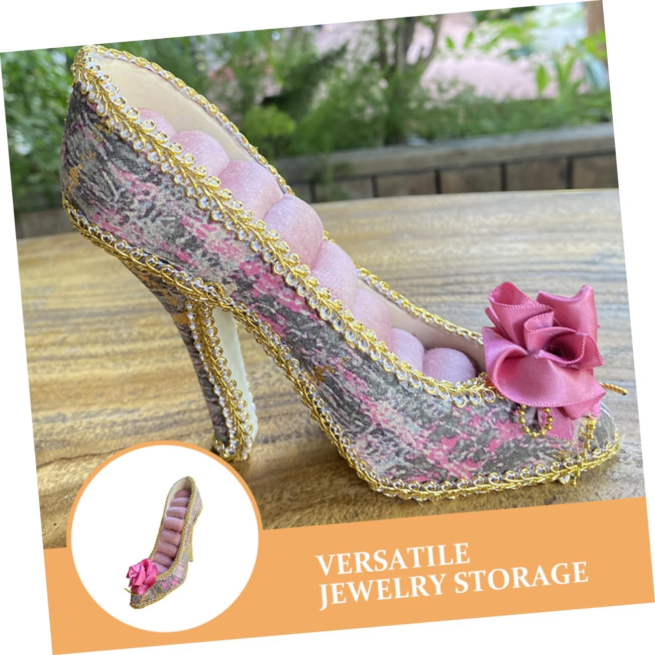 FOMIYES High Heel Jewelry Display Stand Velvet Organizer