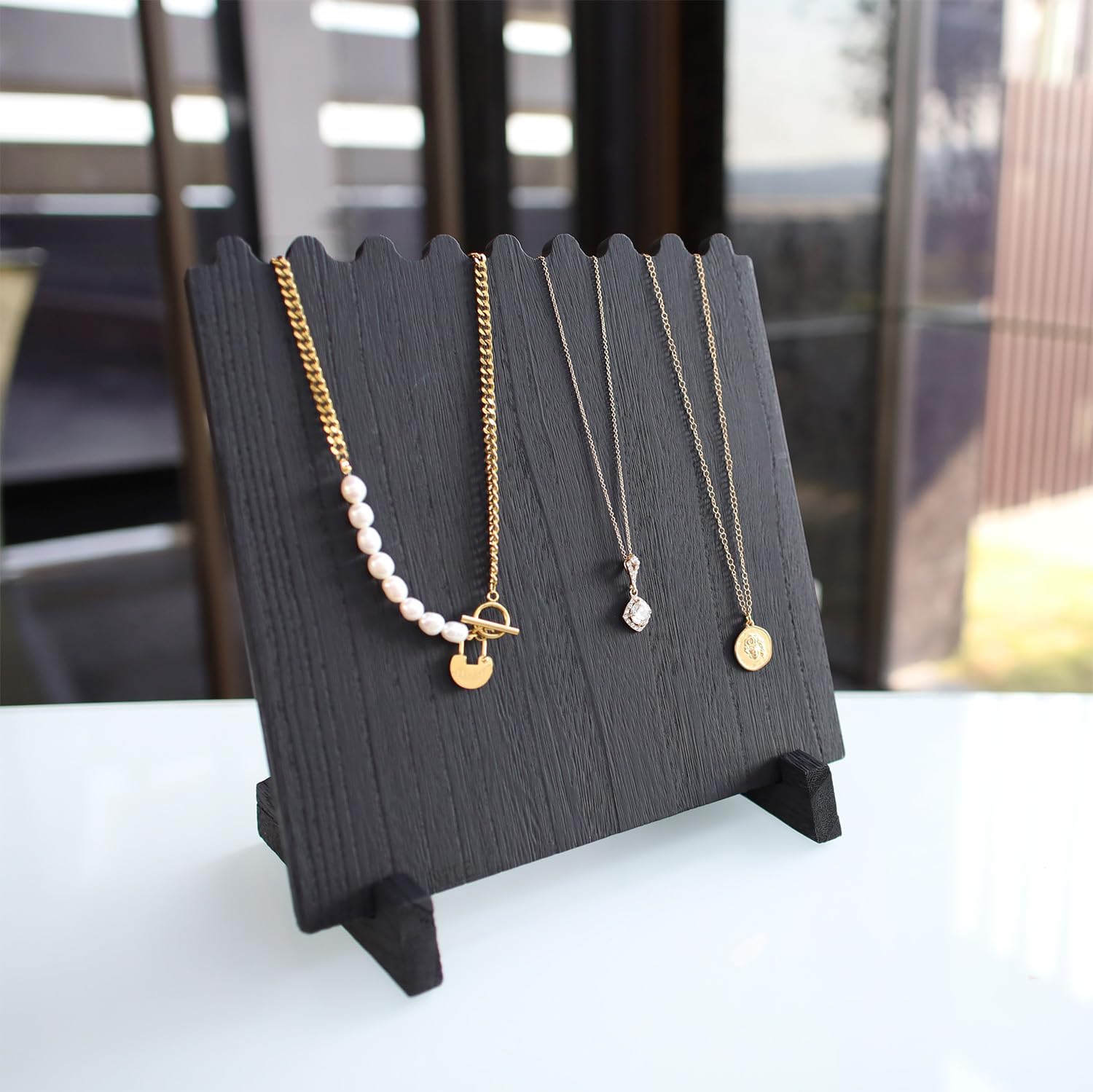Ikee Design 2-Piece Wood Necklace Display Stand