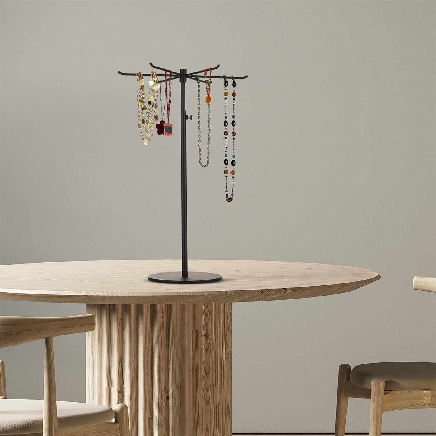 Adjustable Height Rotating Jewelry Display Stand - Matte Black 1 Pack