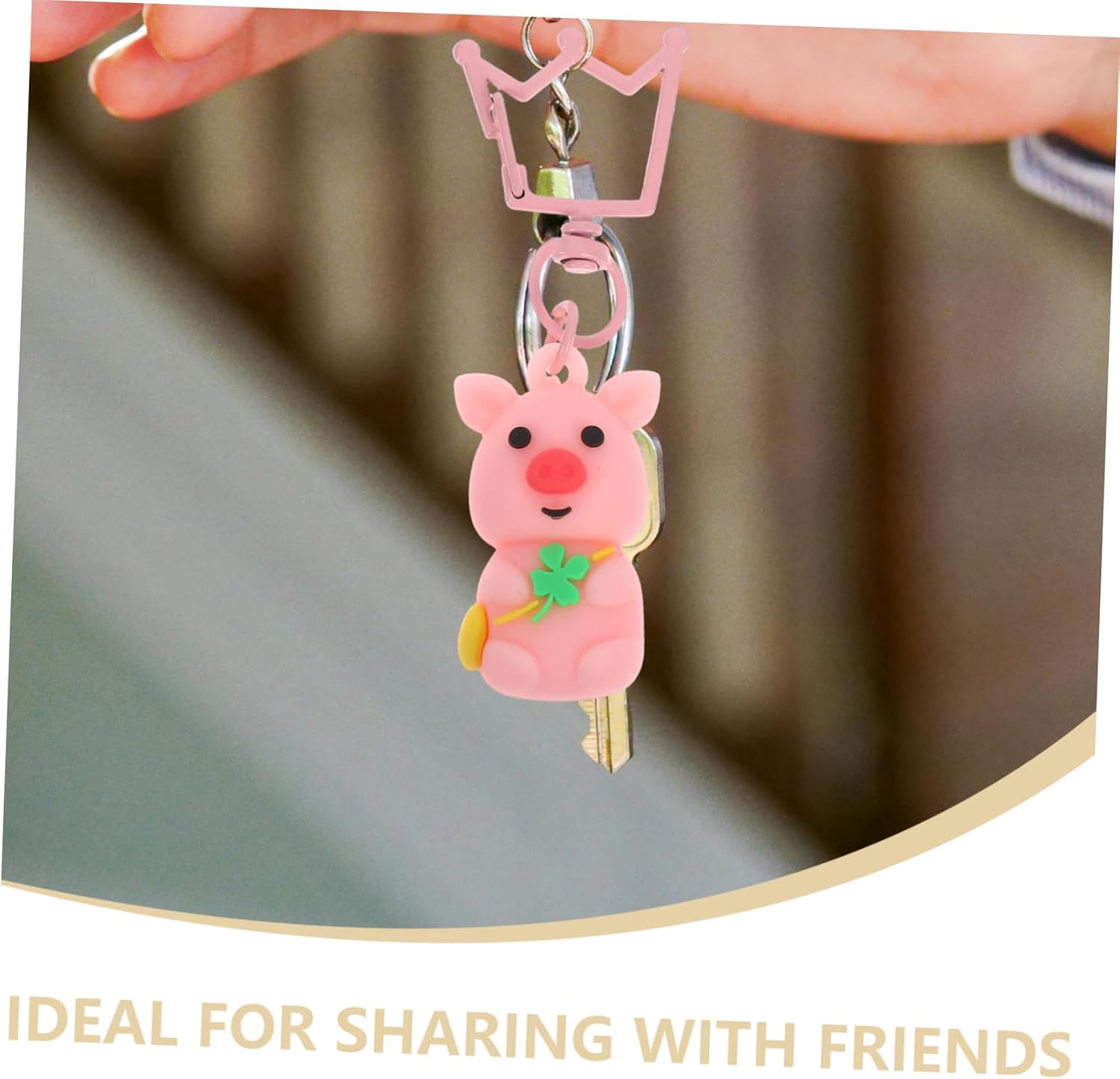 IMIKEYA 20pcs Cute Pig Keychain Four Leaf Lucky Pendant Set with Organza Bag