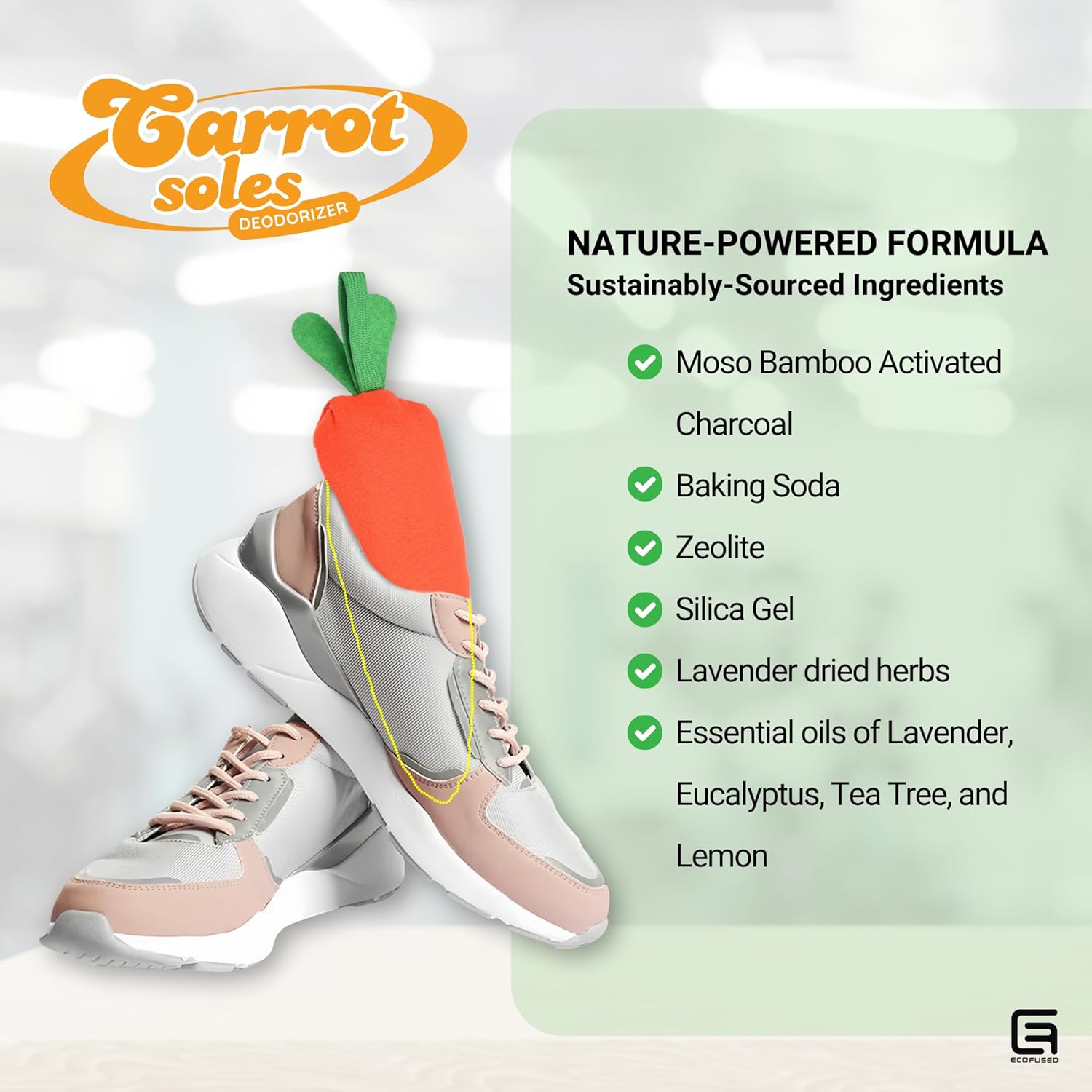Carrotsoles 2 Pack Shoe Deodorizer with Bamboo Charcoal and Lavender