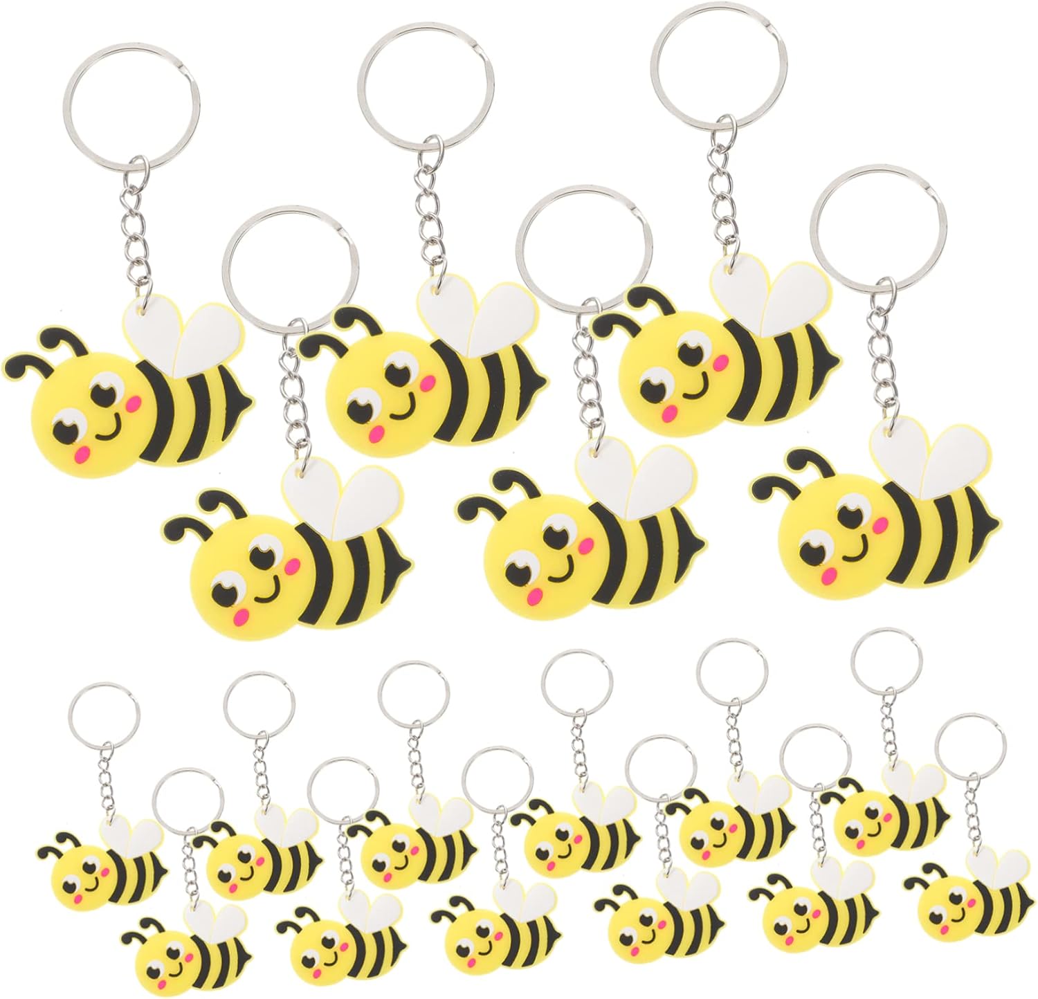 24 Pcs Cute Bee Keychains for Bags and Decor