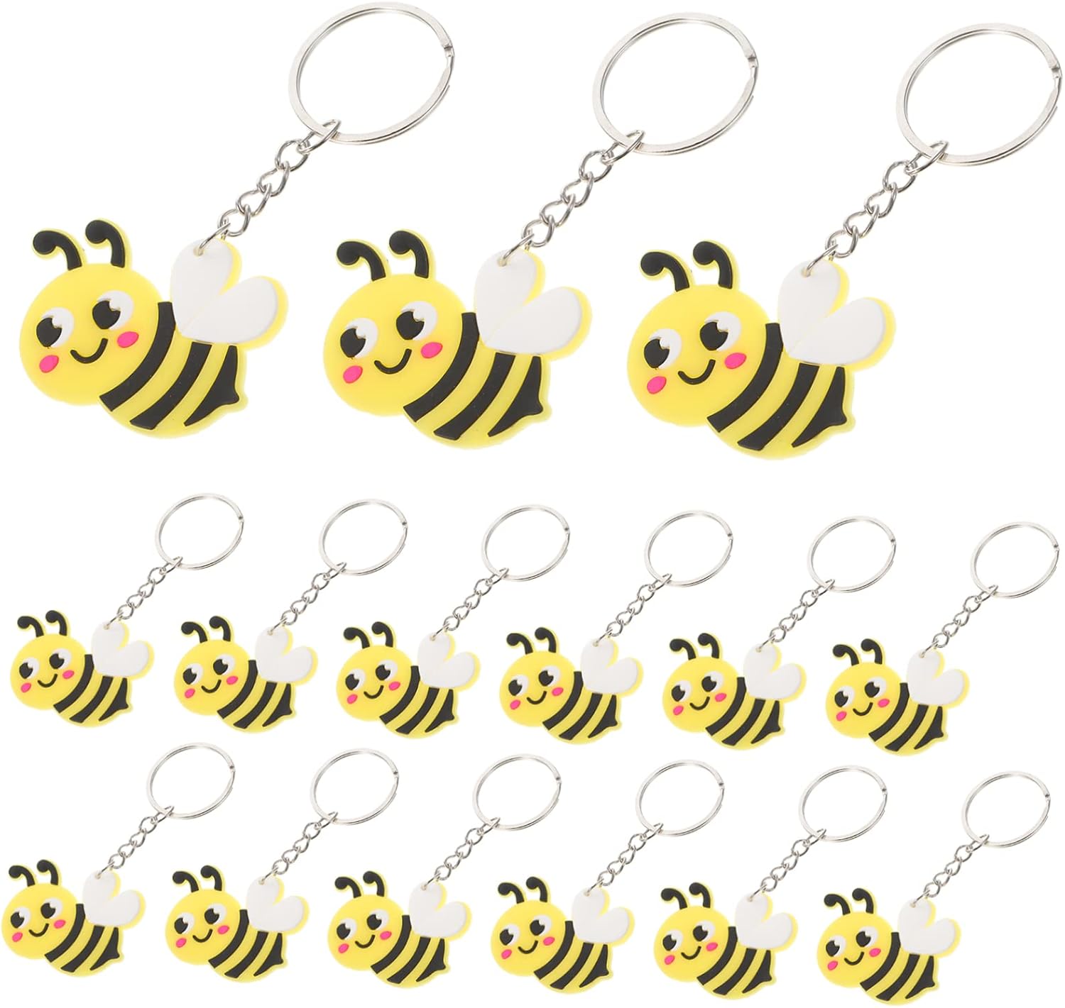 24 Pcs Cute Bee Keychains for Bags and Decor