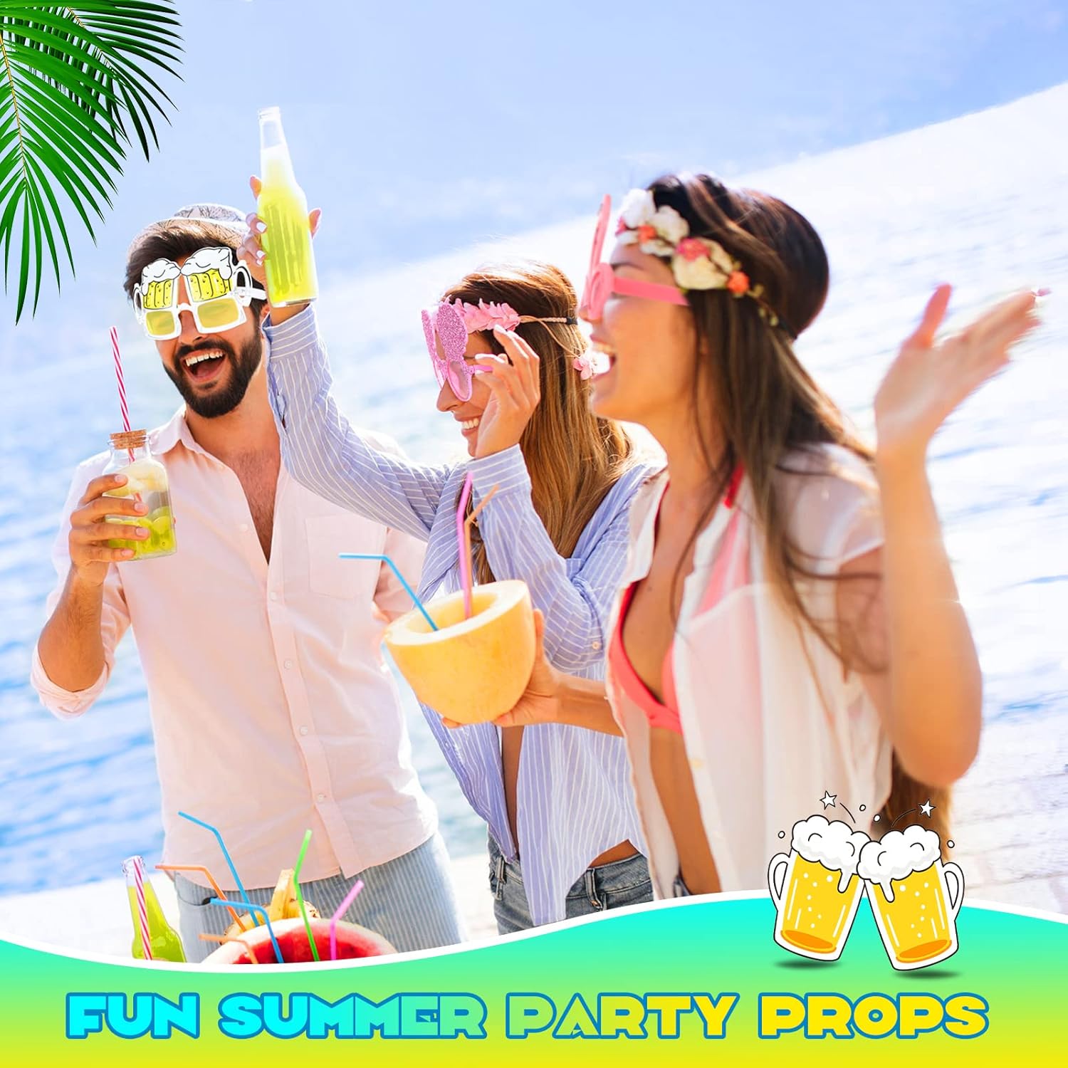 Weewooday 20 Pair Hawaiian Party Sunglasses Funny Photo Props