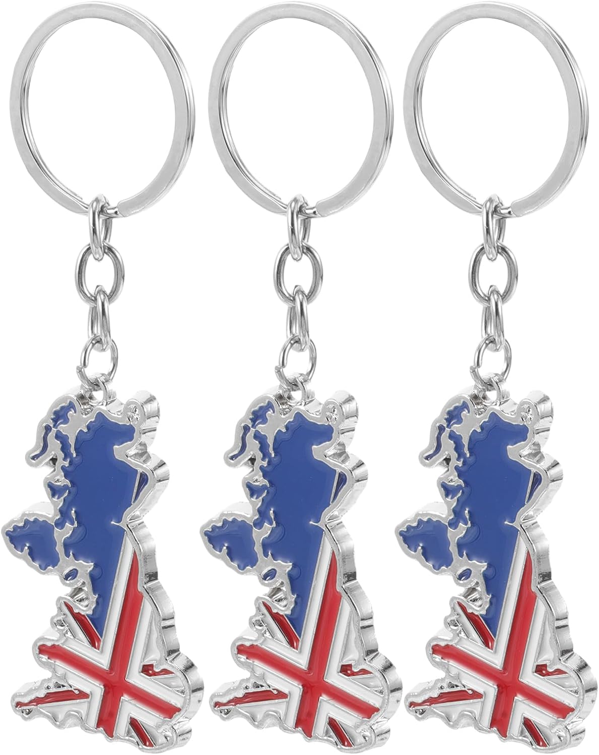 LOGOFUN 9pcs British Flag Keychains with UK Map Design