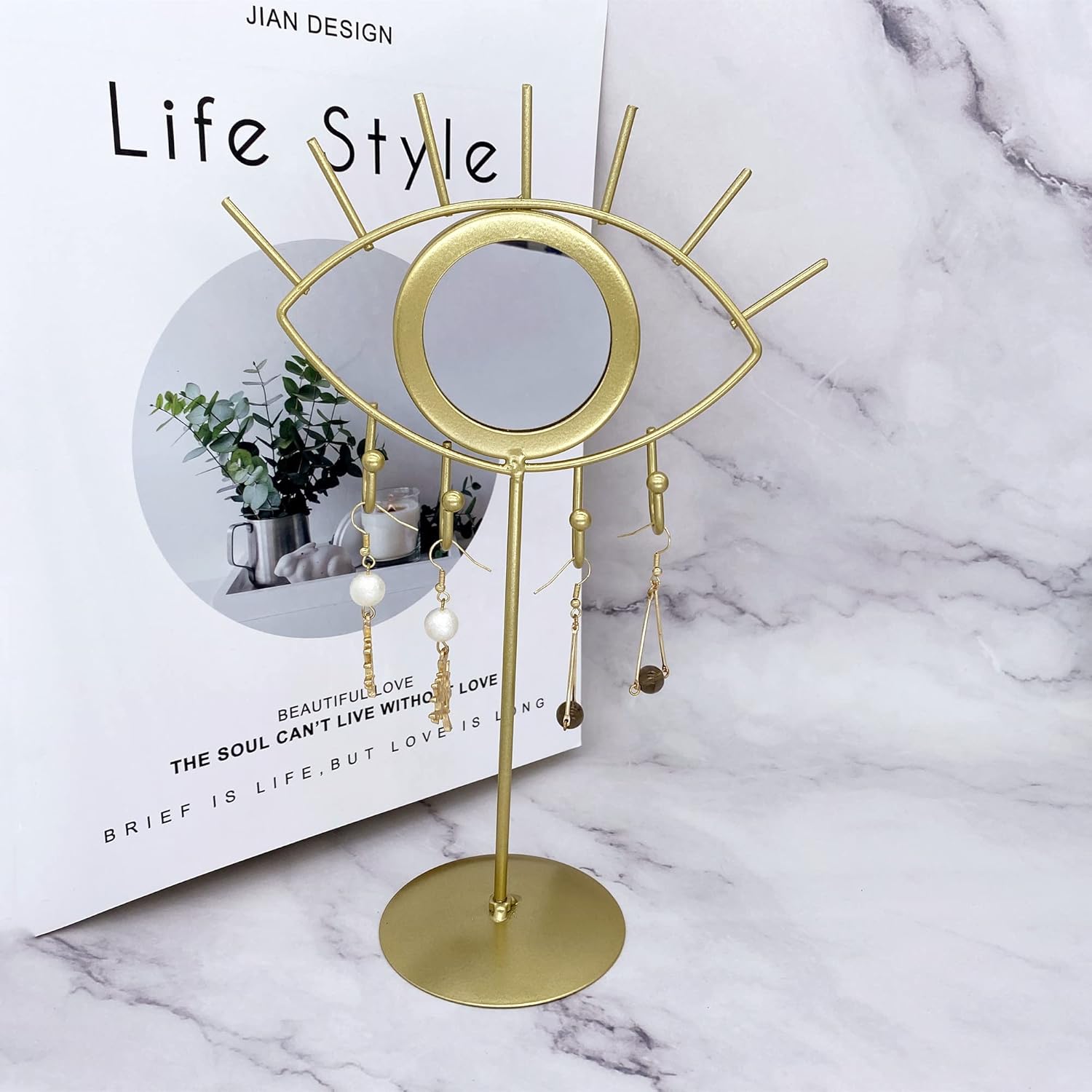 Jewelry Organizer Holder with Mirror Evil Eye Stand for Women Girls